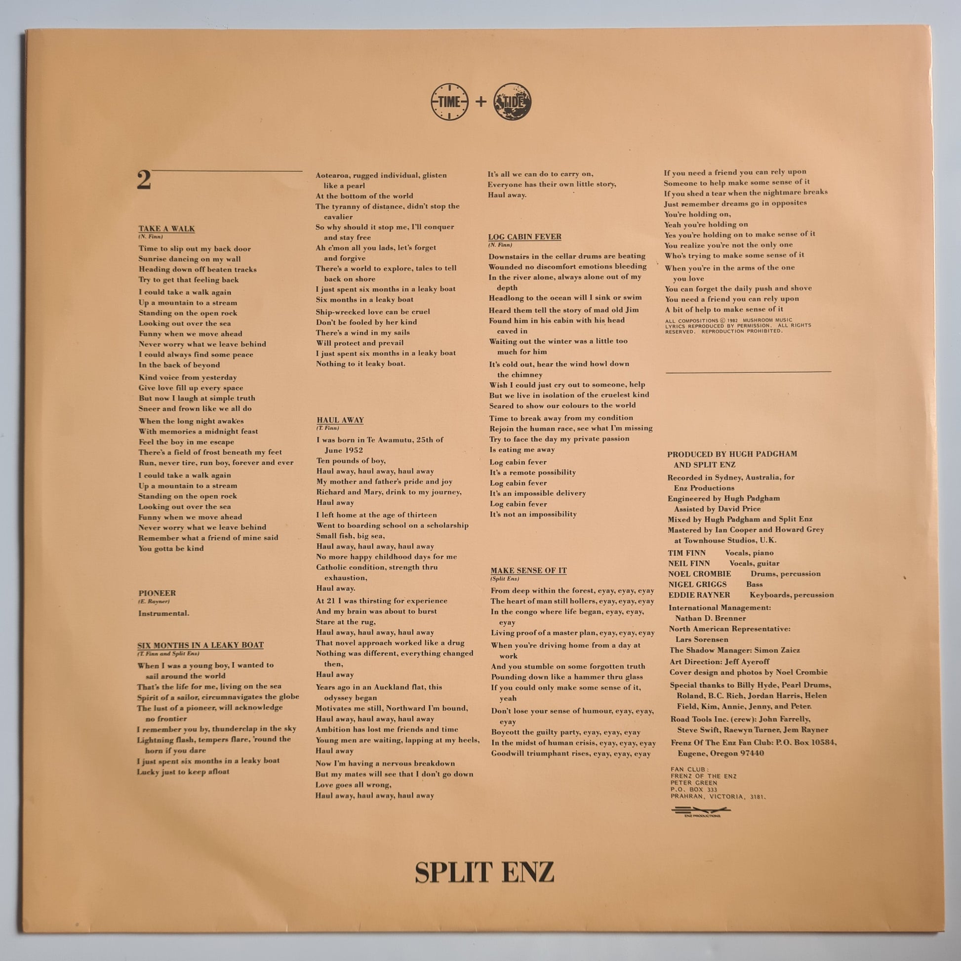 Split Enz – Time And Tide - 1982 - Vinyl Record LP - Sound Hound Records