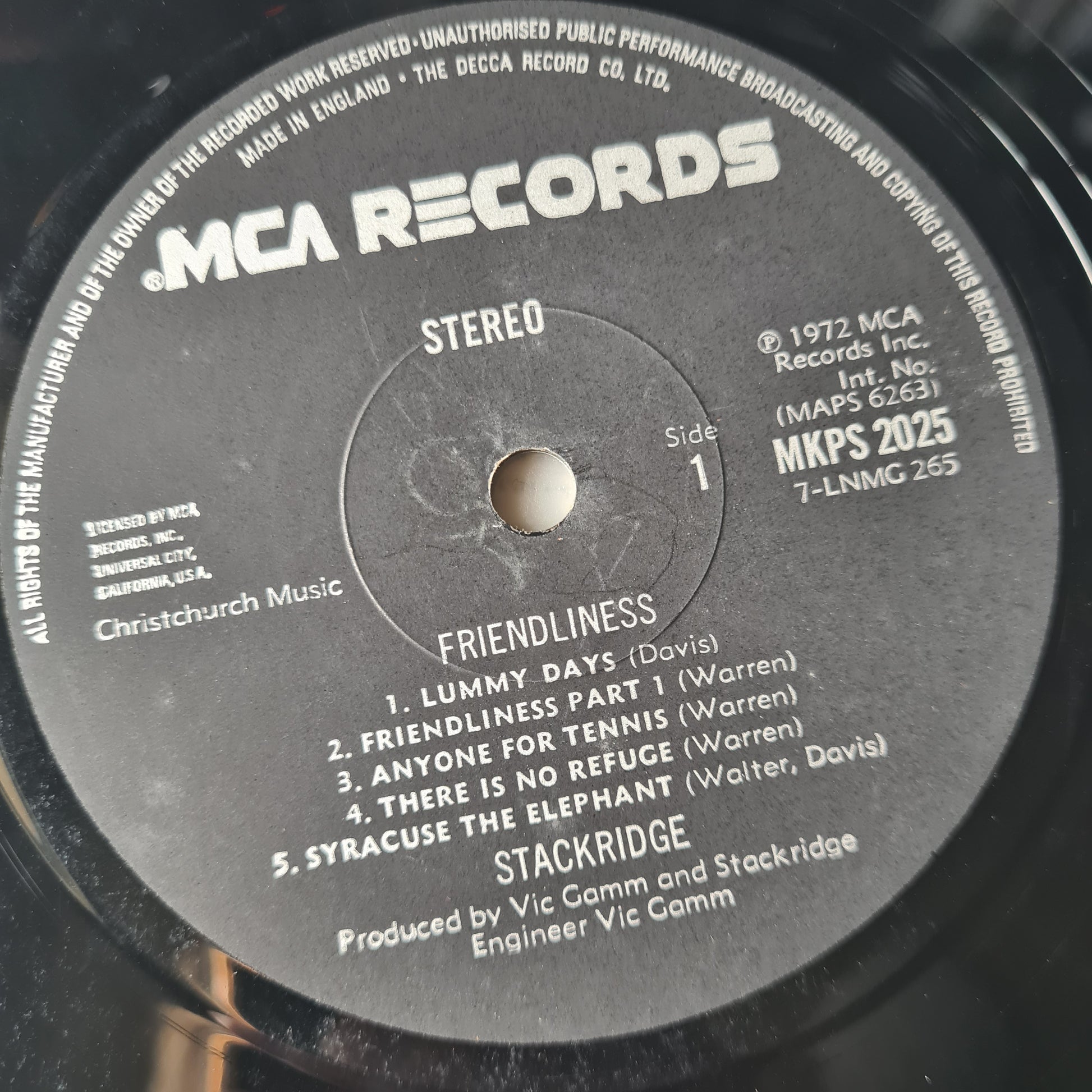 Stackridge – Friendliness - 1972 (UK Pressing) - Vinyl Record LP - Sound Hound Records