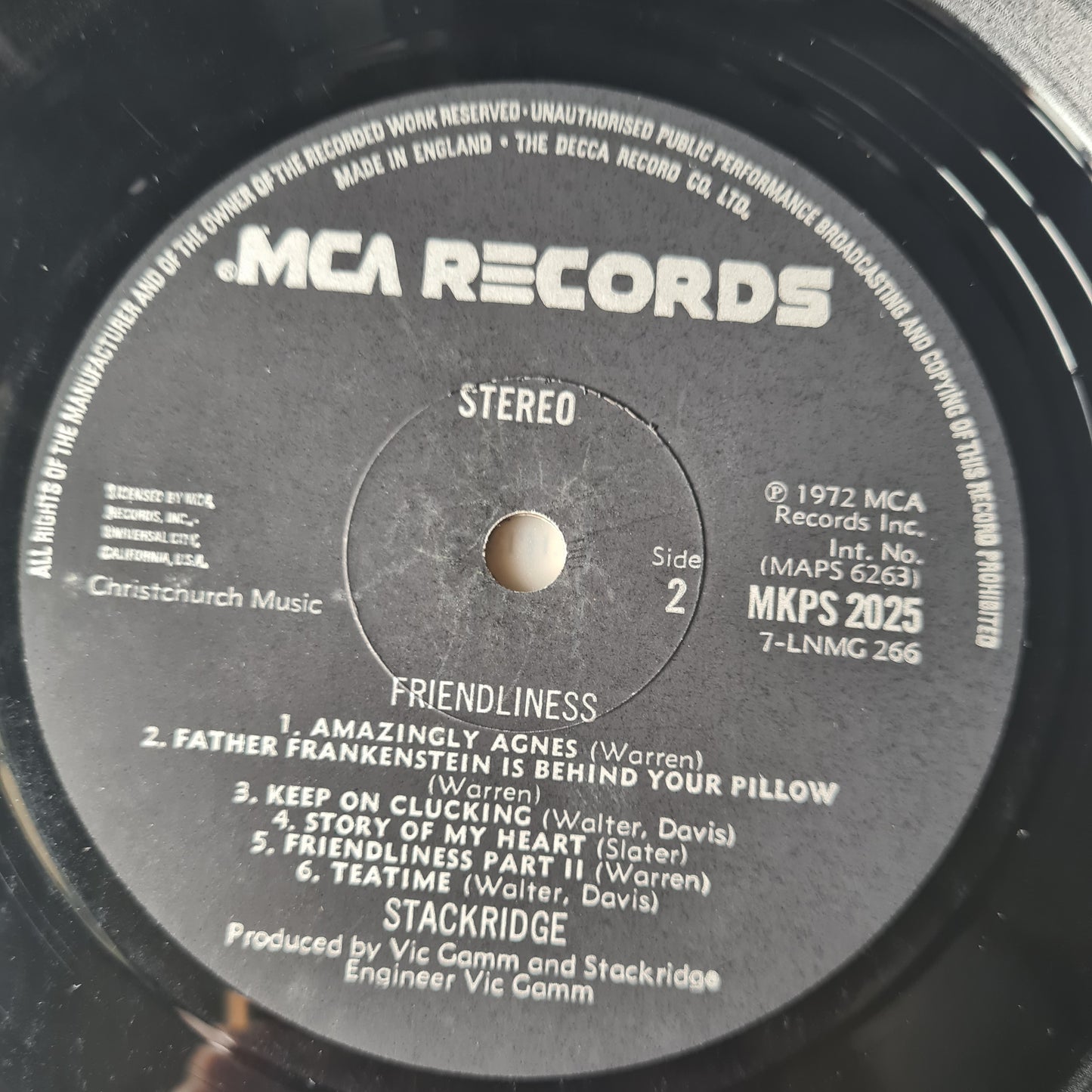 Stackridge – Friendliness - 1972 (UK Pressing) - Vinyl Record LP - Sound Hound Records