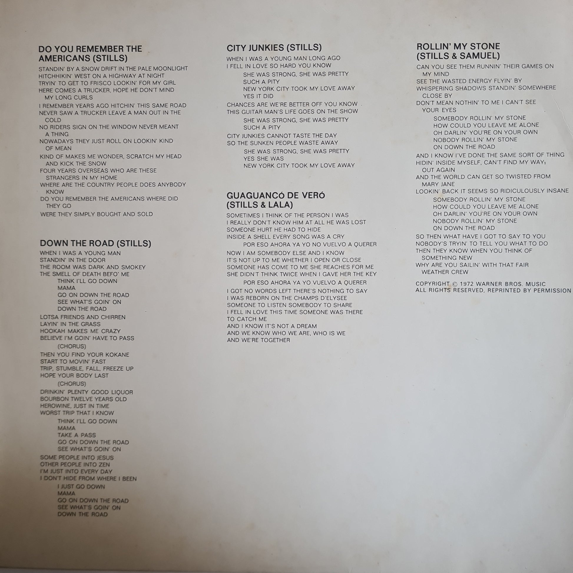 Stephen Stills/ Manassas – Down The Road - 1973 - Vinyl Record LP - Sound Hound Records
