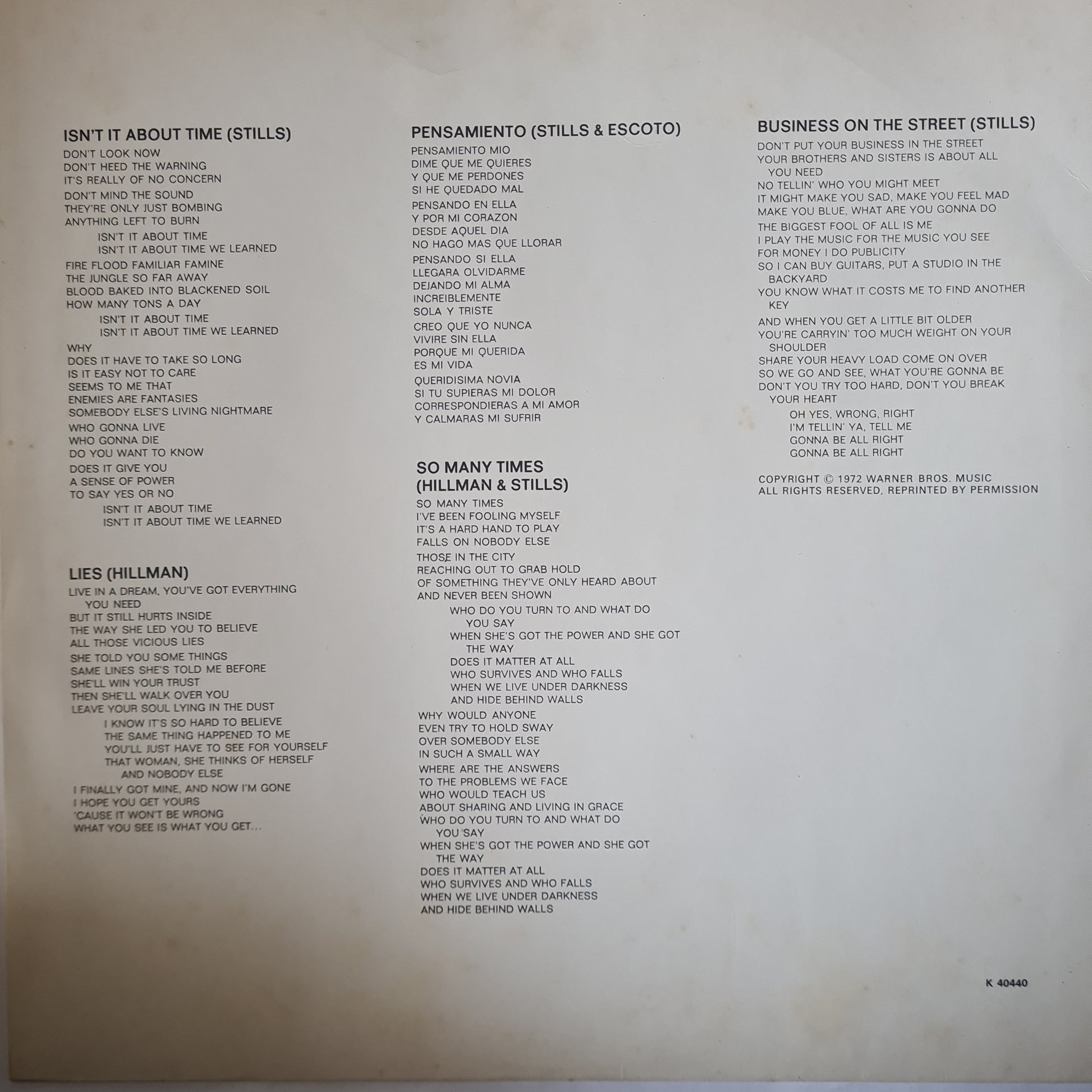Stephen Stills/ Manassas – Down The Road - 1973 - Vinyl Record LP - Sound Hound Records
