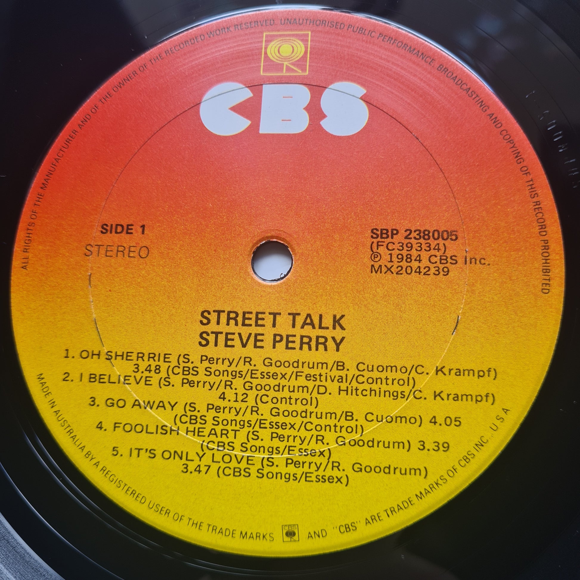 Steve Perry (Journey) – Street Talk - 1984 - Vinyl Record LP (near mint) - Sound Hound Records
