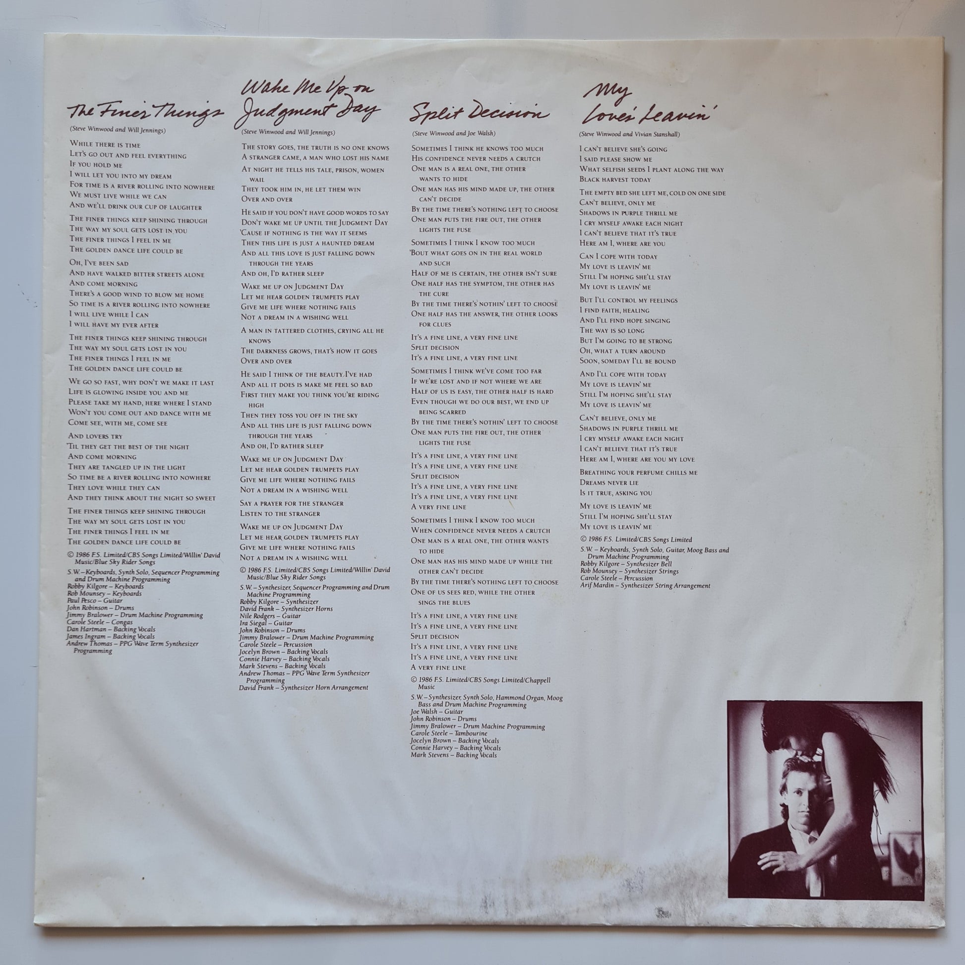 Stevie Winwood – Back In The High Life - 1986 - Vinyl Record LP (near mint) - Sound Hound Records