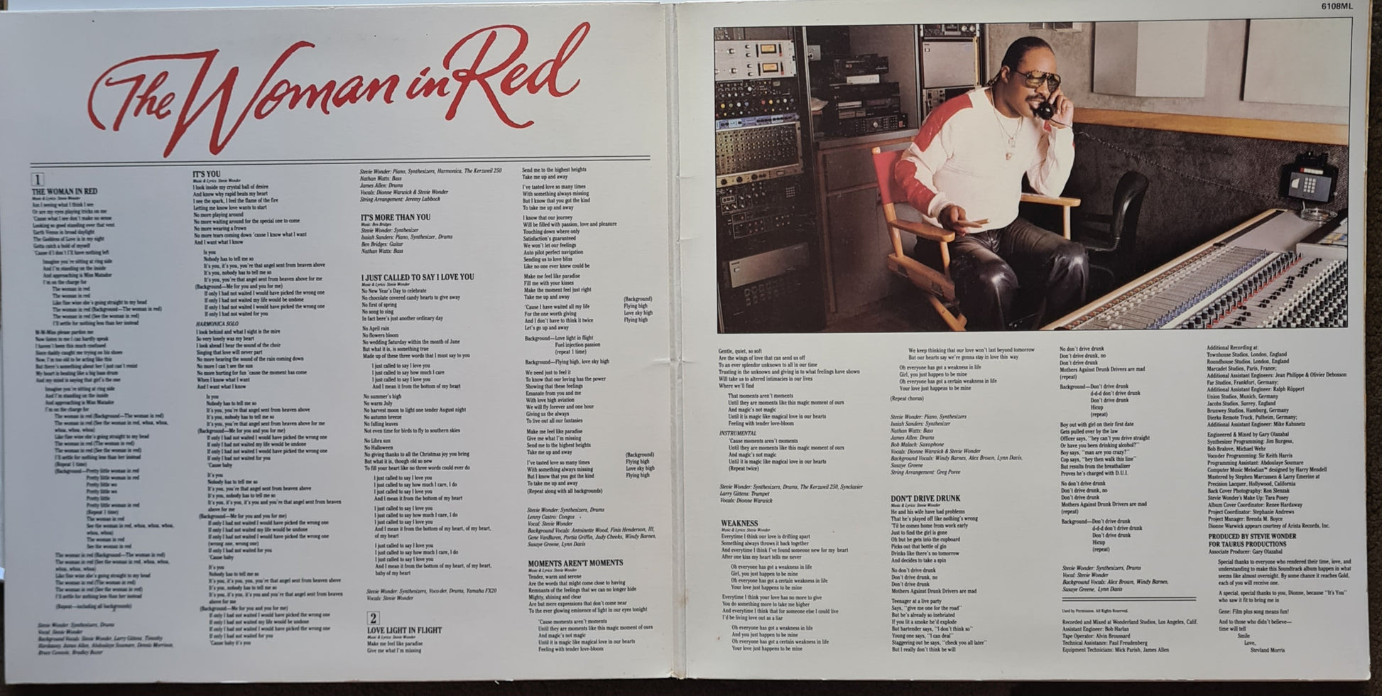 Stevie Wonder – The Woman In Red (Selections From The Original Motion Picture Soundtrack) - 1984 - Vinyl Record LP - Sound Hound Records