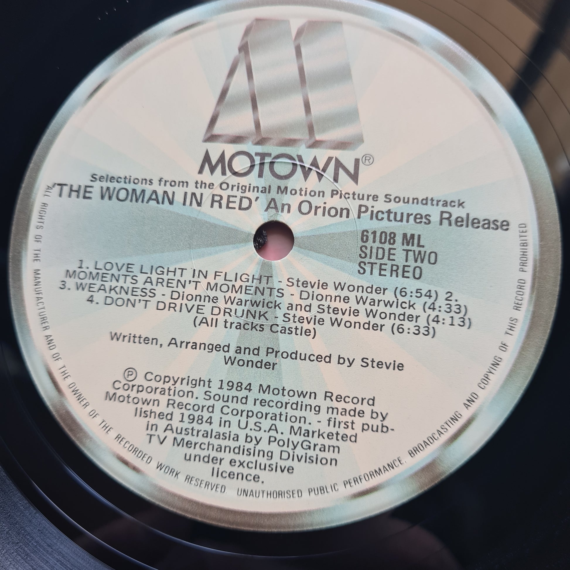 Stevie Wonder – The Woman In Red (Selections From The Original Motion Picture Soundtrack) - 1984 - Vinyl Record LP - Sound Hound Records
