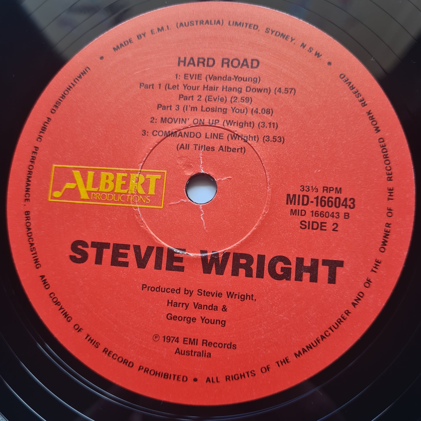 Stevie Wright – Hard Road - 1974 (RARE 1986 Australian Pressing) - Vinyl Record LP - Sound Hound Records