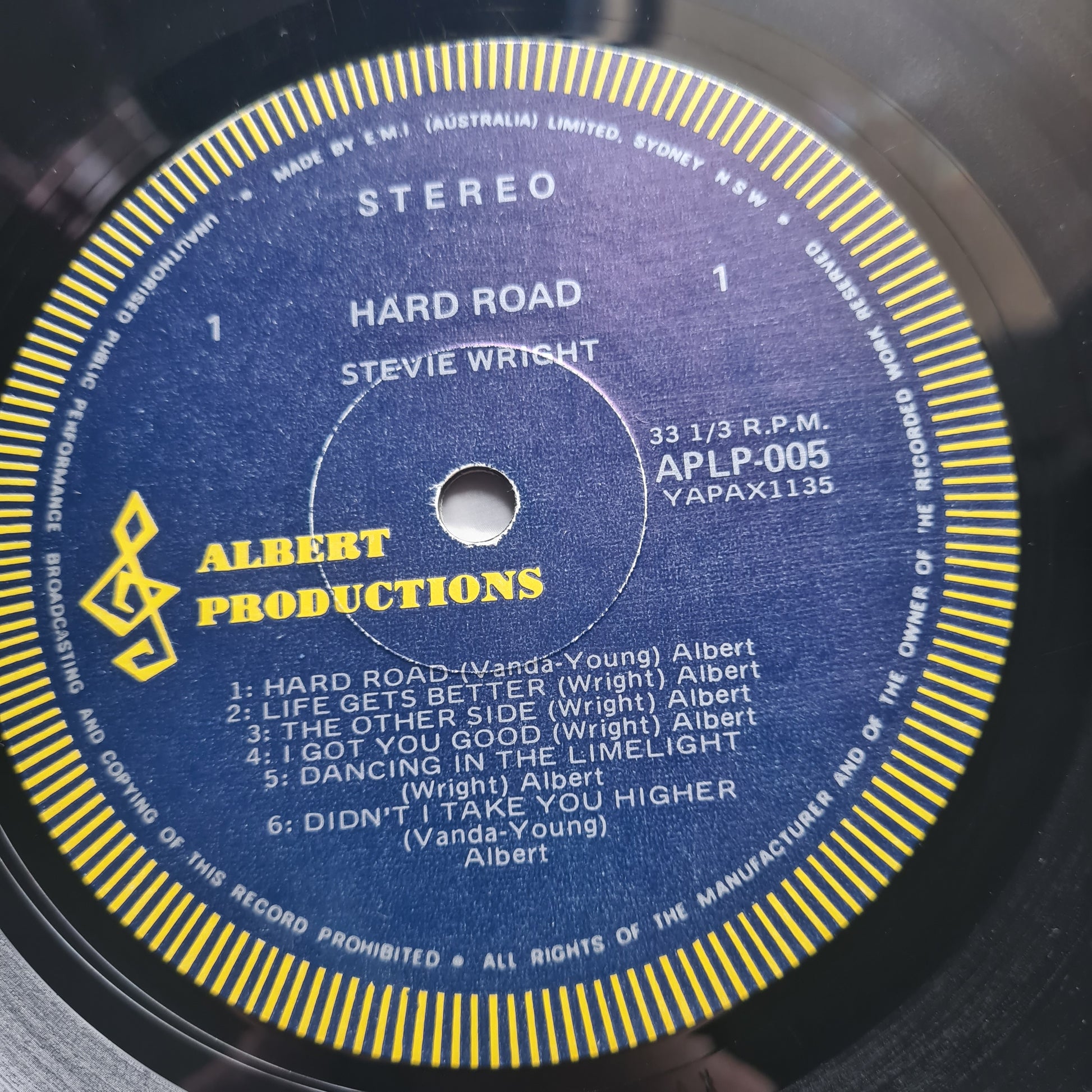 Stevie Wright – Hard Road (RARE 1st Australian Pressing) - 1974 - Vinyl Record LP - Sound Hound Records