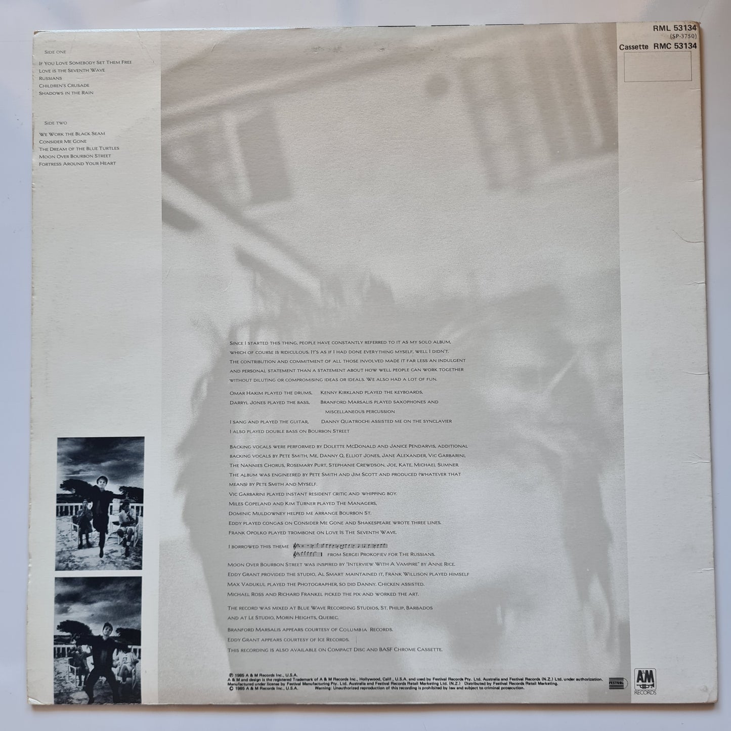 Sting – The Dream Of The Blue Turtles - 1985 - Vinyl Record LP - Sound Hound Records