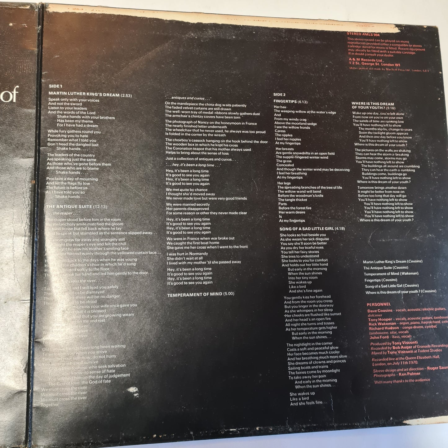 Strawbs – Just A Collection Of Antiques And Curios (Live At The Queen Elizabeth Hall) - 1970 - Vinyl Record LP - Sound Hound Records