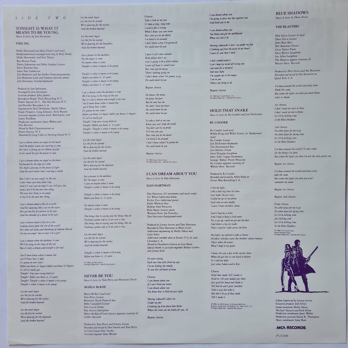 Streets Of Fire – The Original Movie Soundtrack - 1984 (Japanese Pressing) - Vinyl Record LP - Sound Hound Records