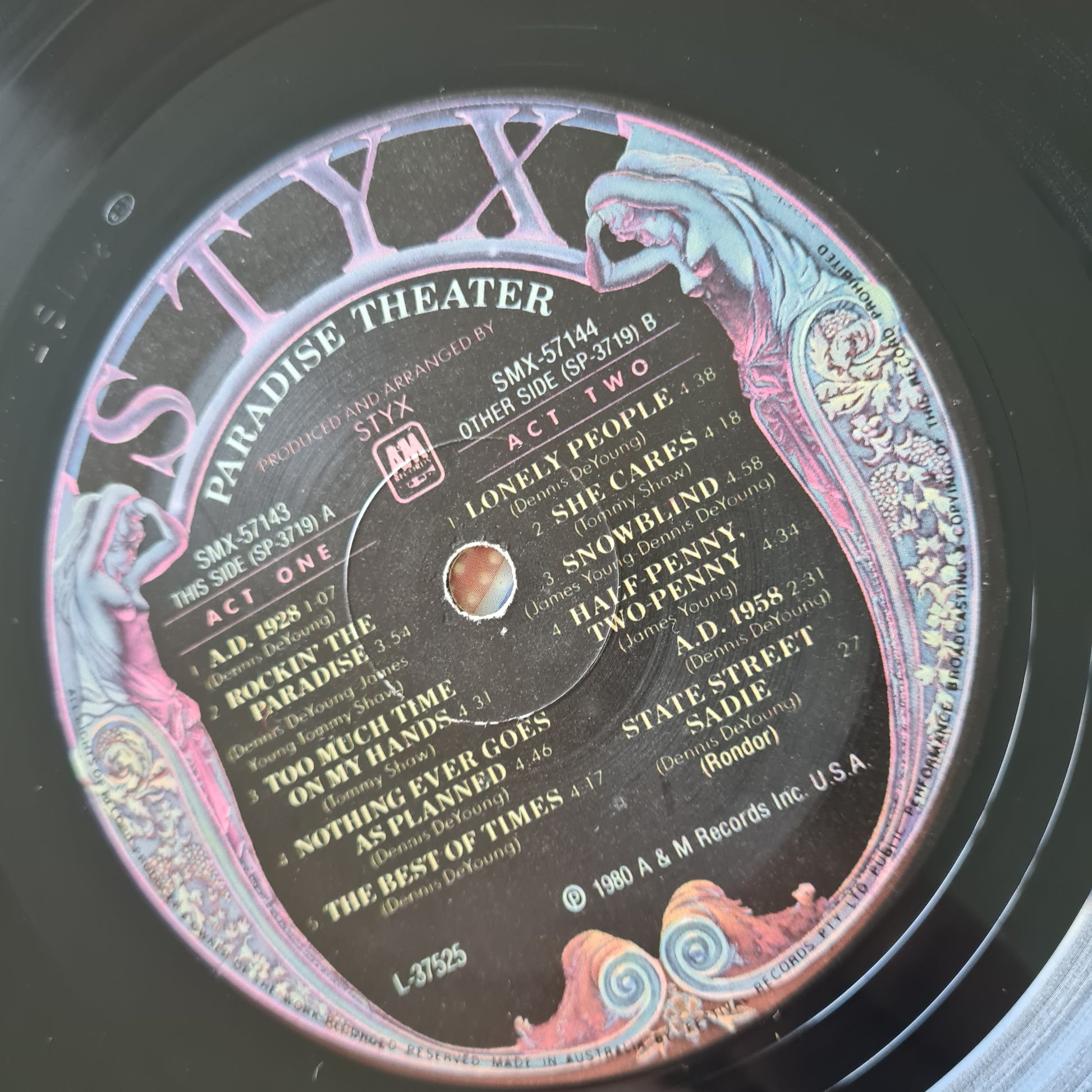 Styx – Paradise Theatre - 1981 (Etched Holographic Vinyl Pressing) - Vinyl Record LP - Sound Hound Records