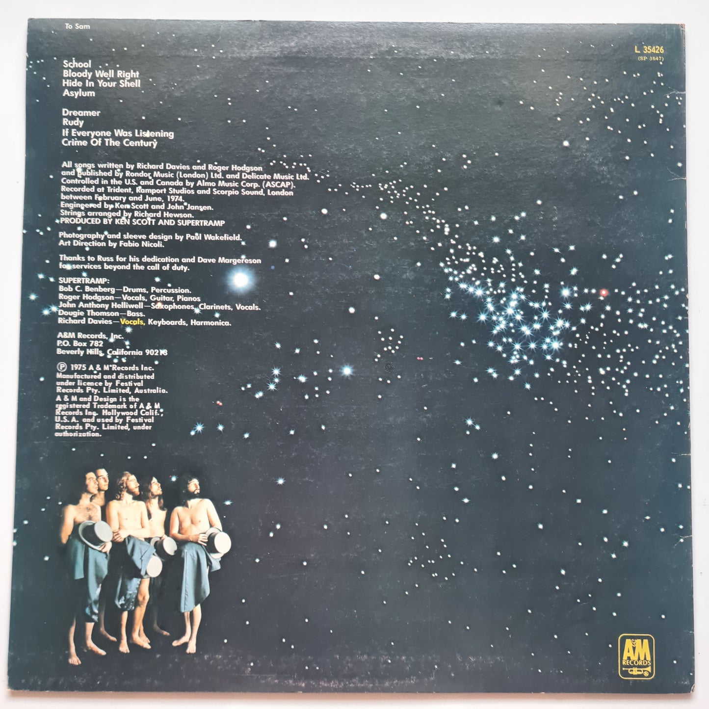 Supertramp – Crime Of The Century - 1975 - Vinyl Record LP - Sound Hound Records