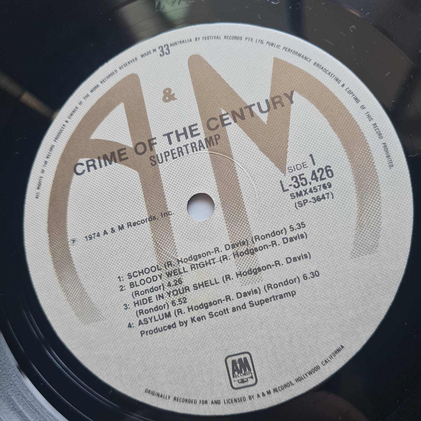 Supertramp – Crime Of The Century - 1975 - Vinyl Record LP - Sound Hound Records