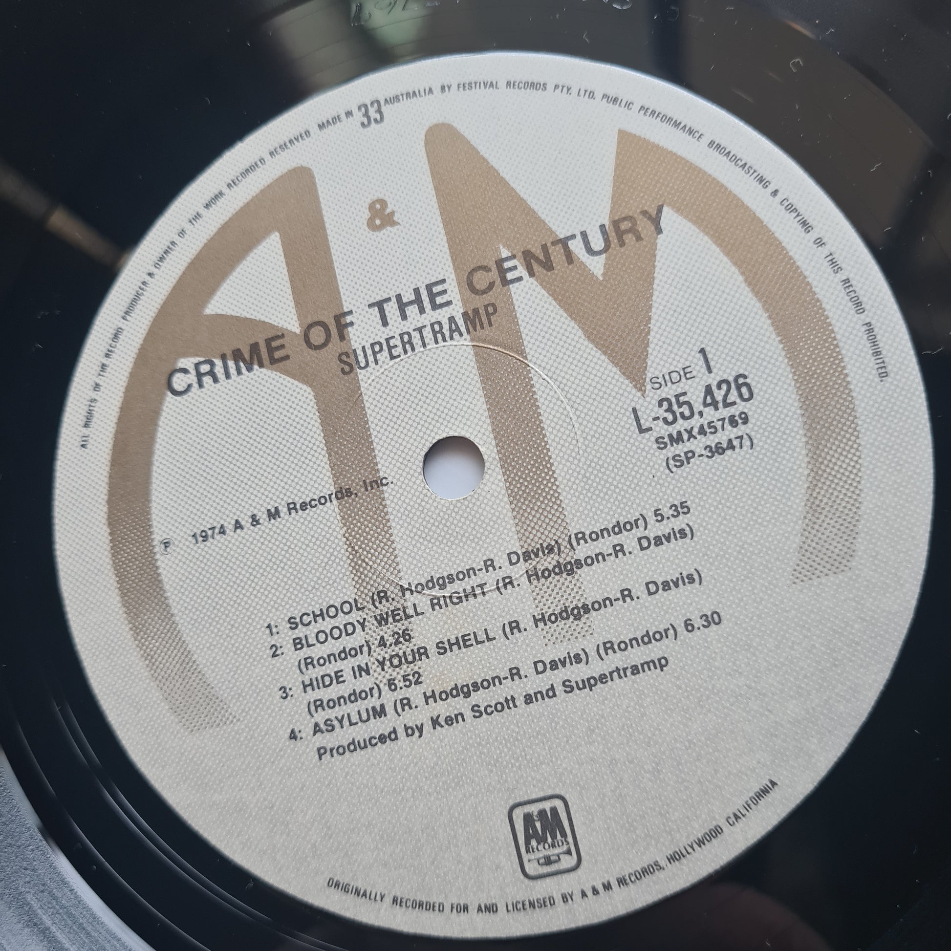 Supertramp – Crime Of The Century - 1975 - Vinyl Record LP - Sound Hound Records