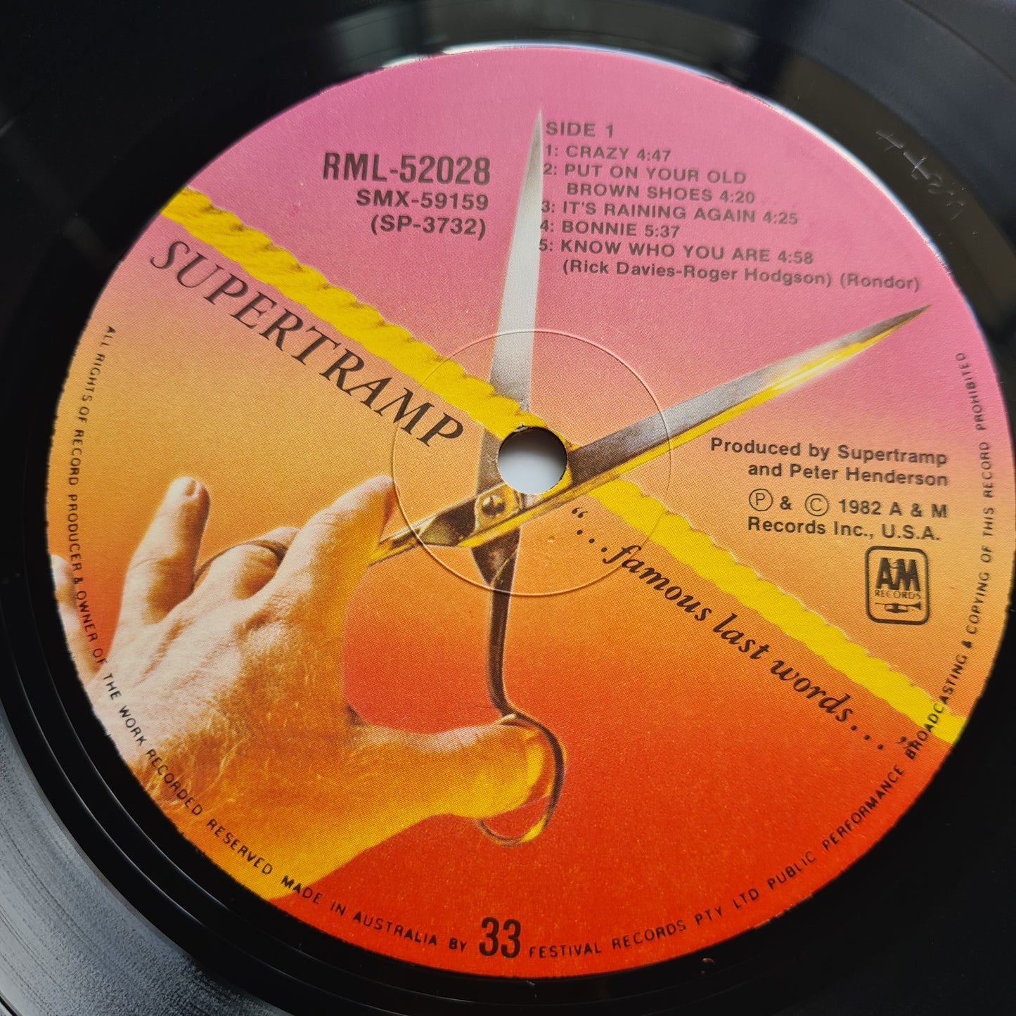 Supertramp – Famous Last Words - 1982 - Vinyl Record LP (near mint) - Sound Hound Records