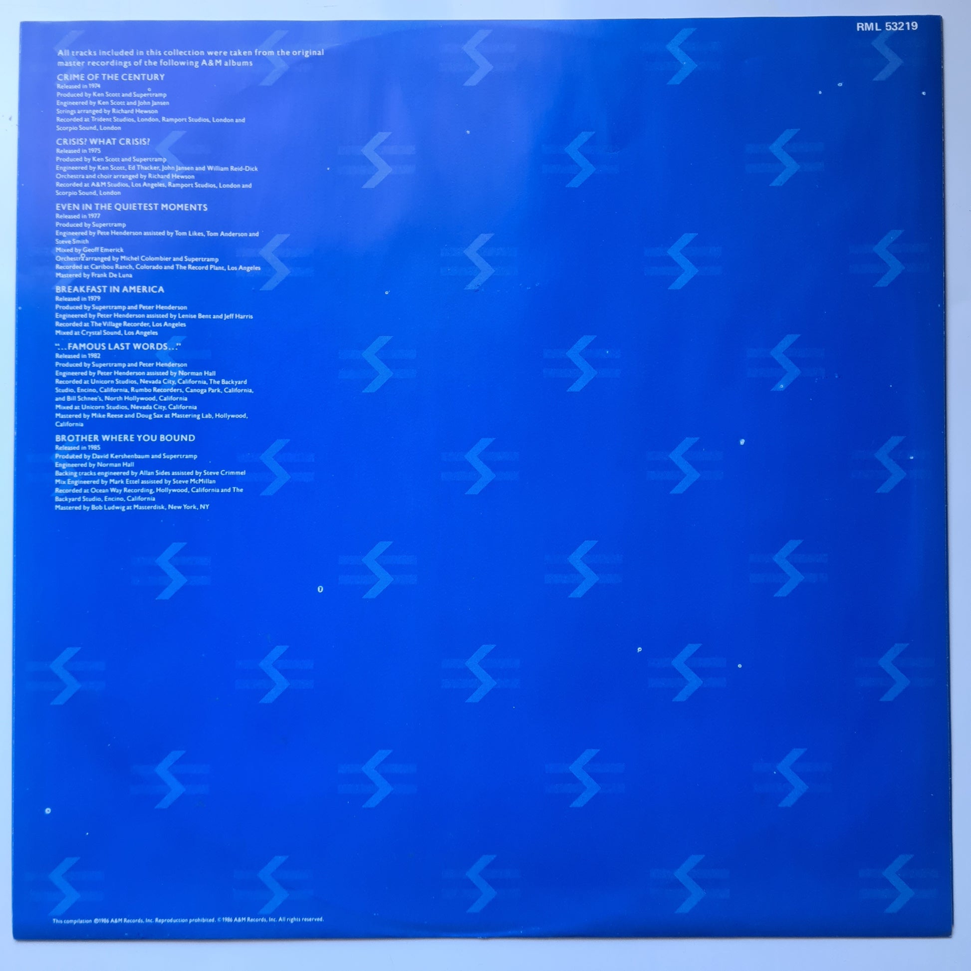 Supertramp – The Autobiography Of Supertramp - 1986 - Vinyl Record LP - Sound Hound Records