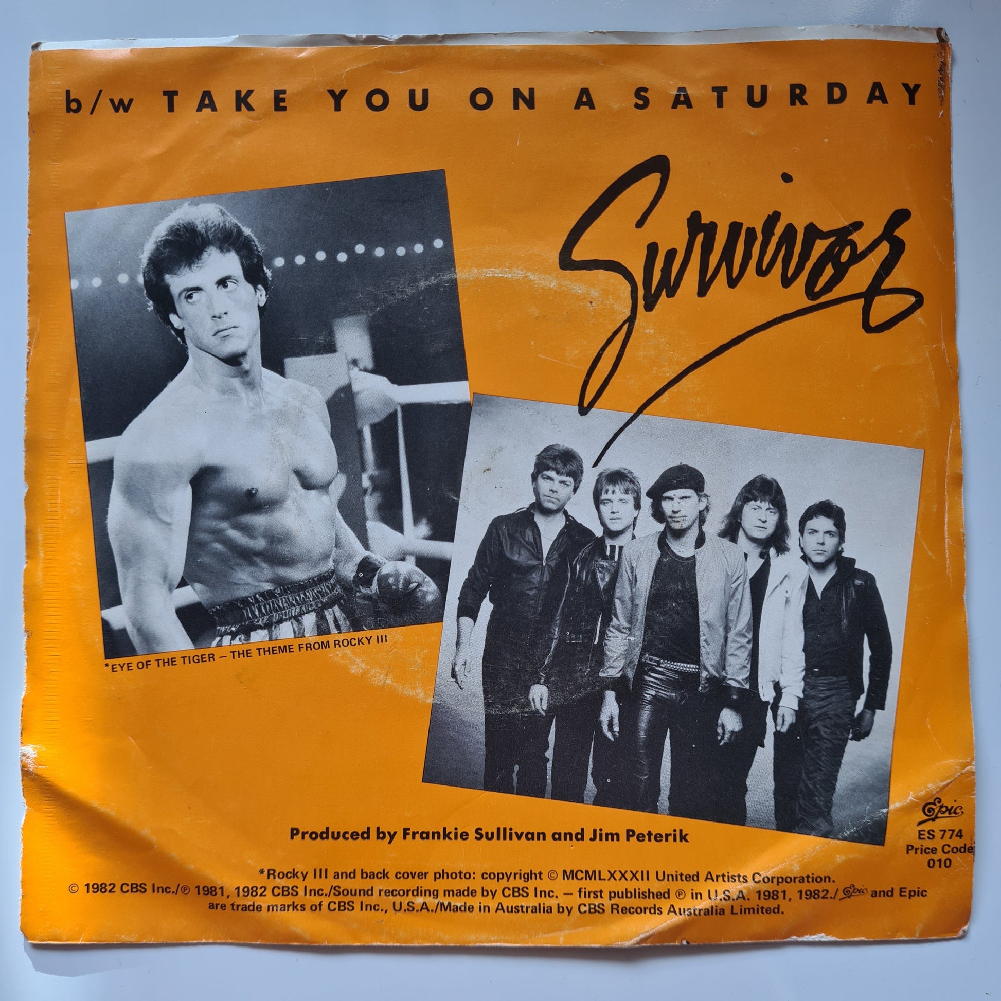 Survivor - Eye Of The Tiger (Rocky III) - 1982 - Vinyl Record 7" Single - 45 RPM - Sound Hound Records