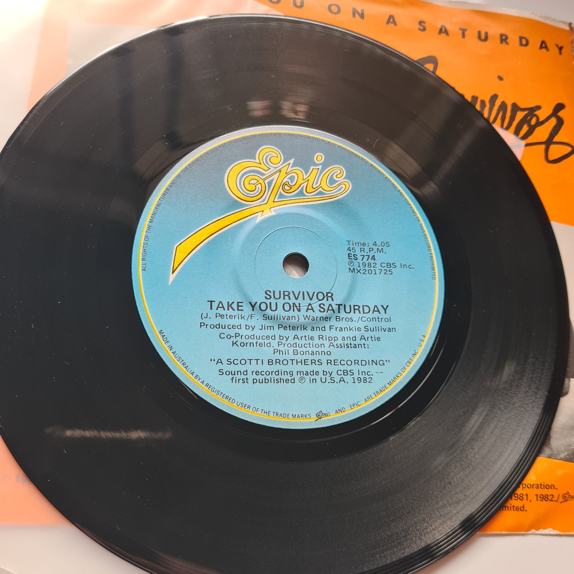 Survivor - Eye Of The Tiger (Rocky III) - 1982 - Vinyl Record 7" Single - 45 RPM - Sound Hound Records