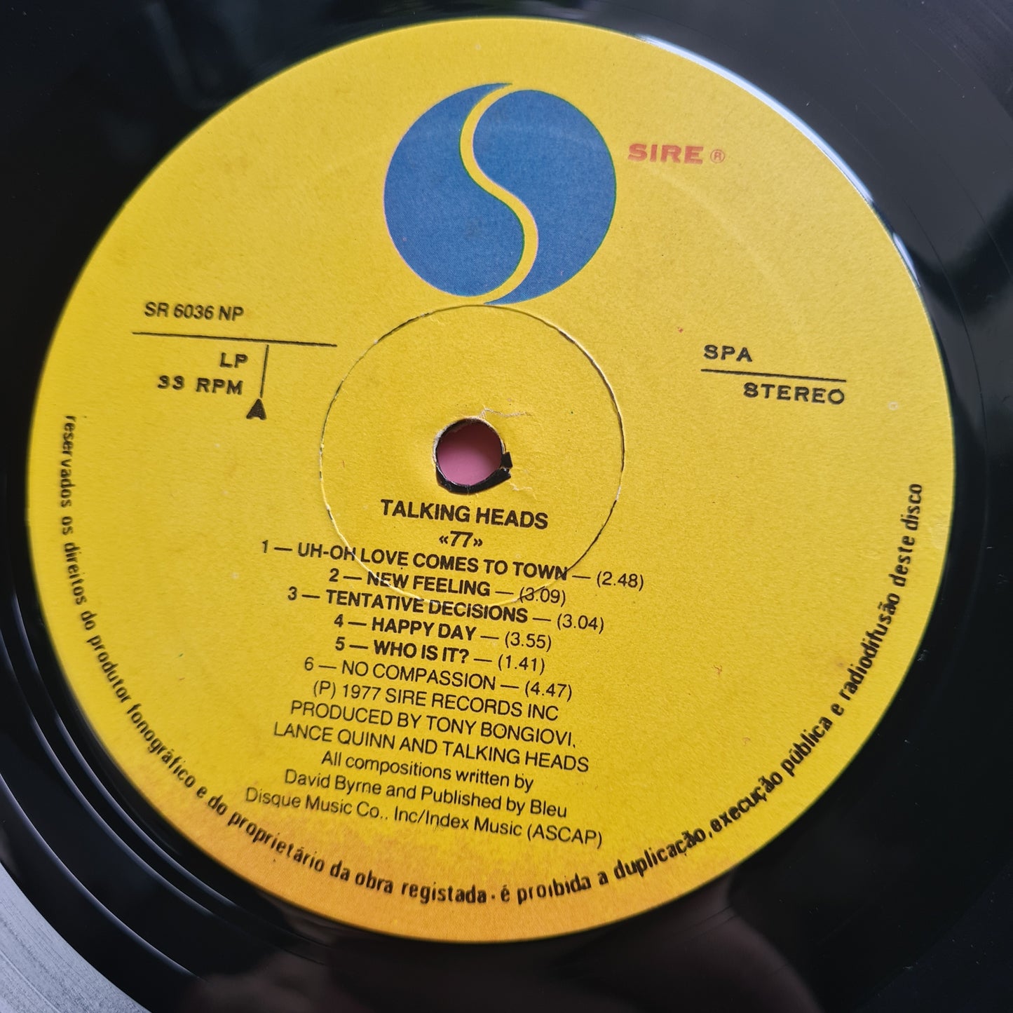 Talking Heads – Talking Heads: 77 - 1977 (Portuguese Pressing) - Vinyl Record LP - Sound Hound Records