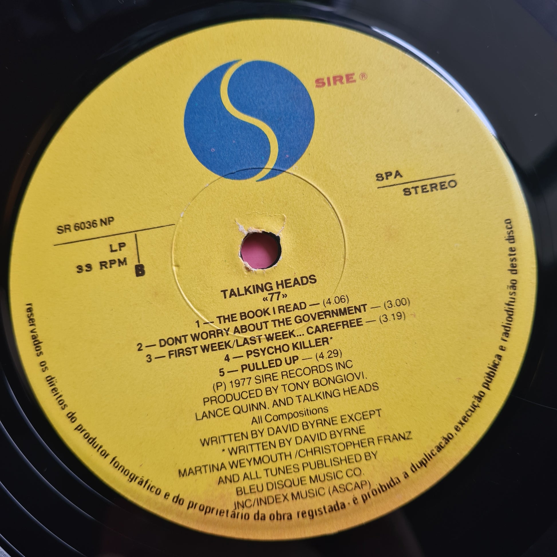 Talking Heads – Talking Heads: 77 - 1977 (Portuguese Pressing) - Vinyl Record LP - Sound Hound Records