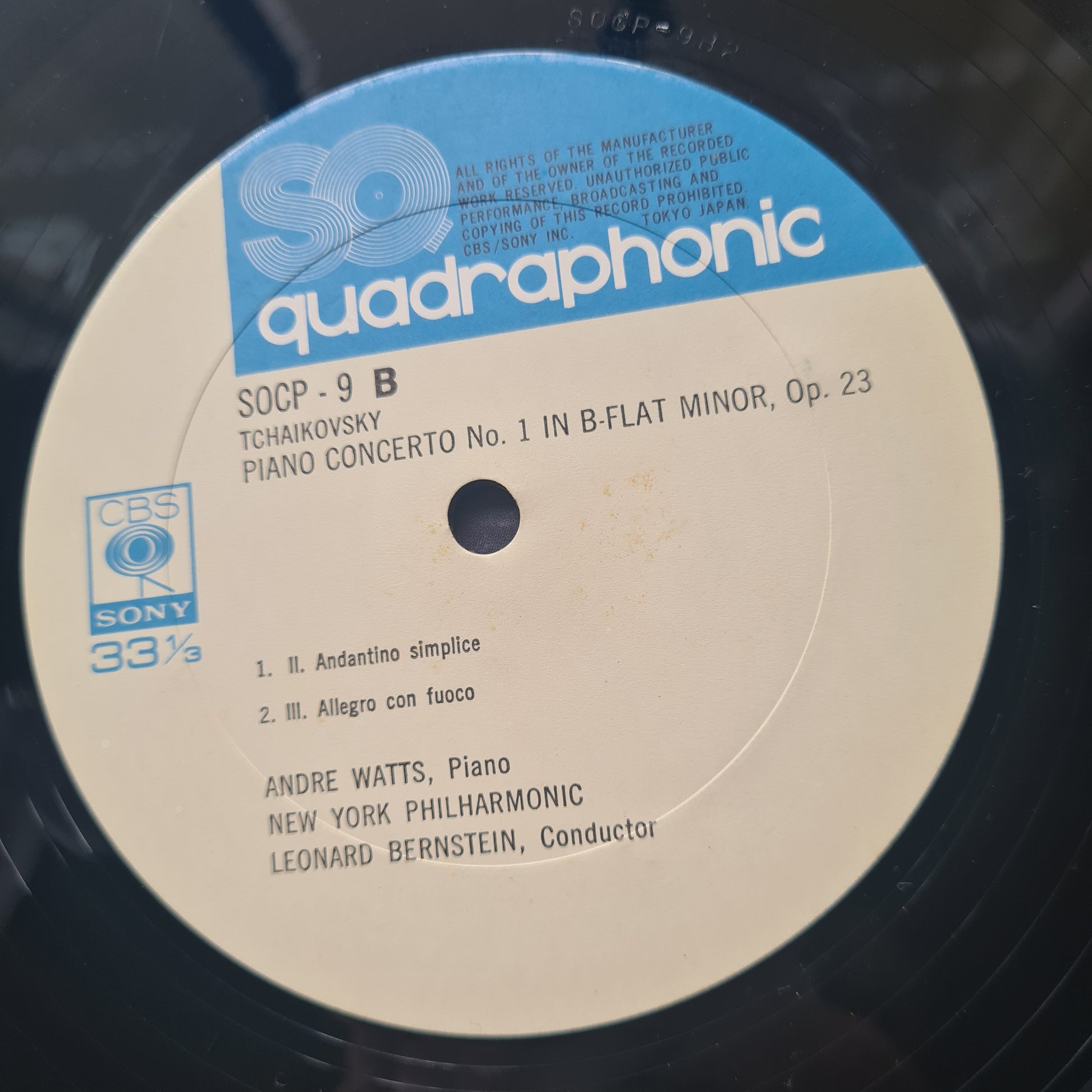 Tchaikovsky: Piano Concerto No. 1 – Andre Watts, Leonard Bernstein, New York Philharmonic - 1974 (4 Channel Quadraphonic Pressing) - Vinyl Record LP - Sound Hound Records
