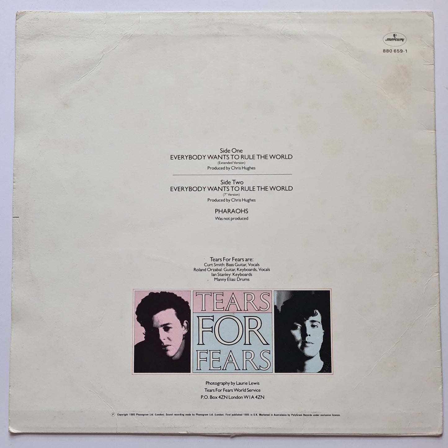 Tears For Fears – Everybody Wants To Rule The World (Extended Version) - 1985 - Vinyl Record 12inch Single - Sound Hound Records