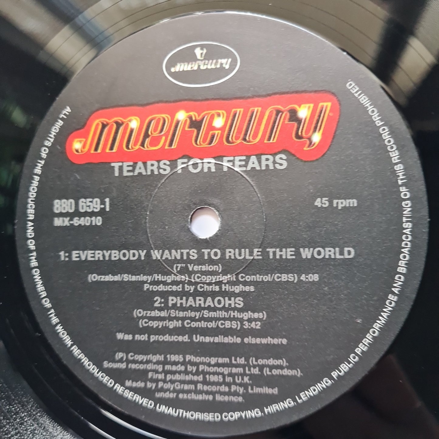 Tears For Fears – Everybody Wants To Rule The World (Extended Version) - 1985 - Vinyl Record 12inch Single - Sound Hound Records