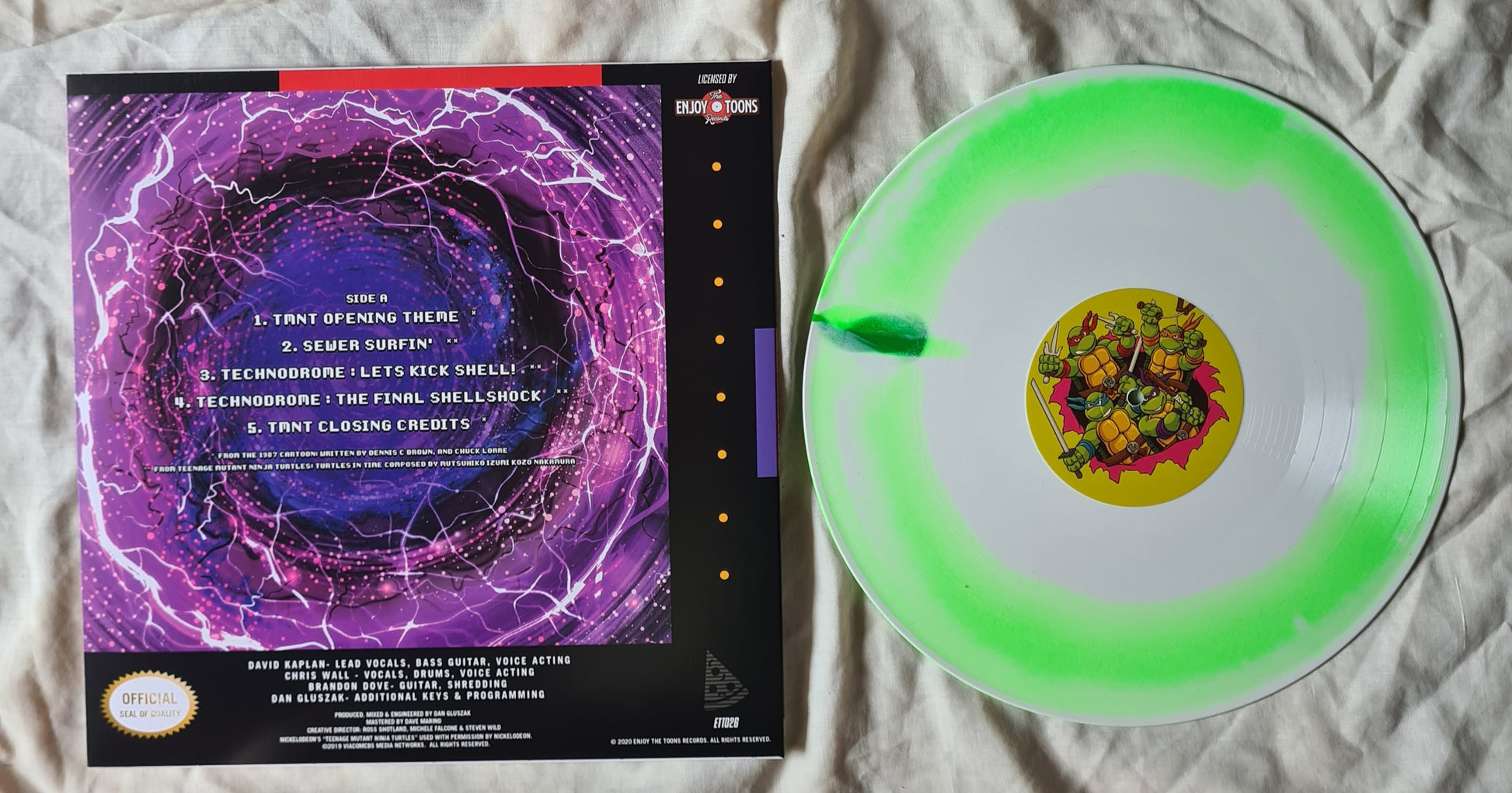 Teenage Mutant Ninja Turtles – Let's Kick Shell (Deluxe Edition,Tubular Turtle Swirl) - SNES Video Game Soundtrack- Vinyl Record EP - Sound Hound Records
