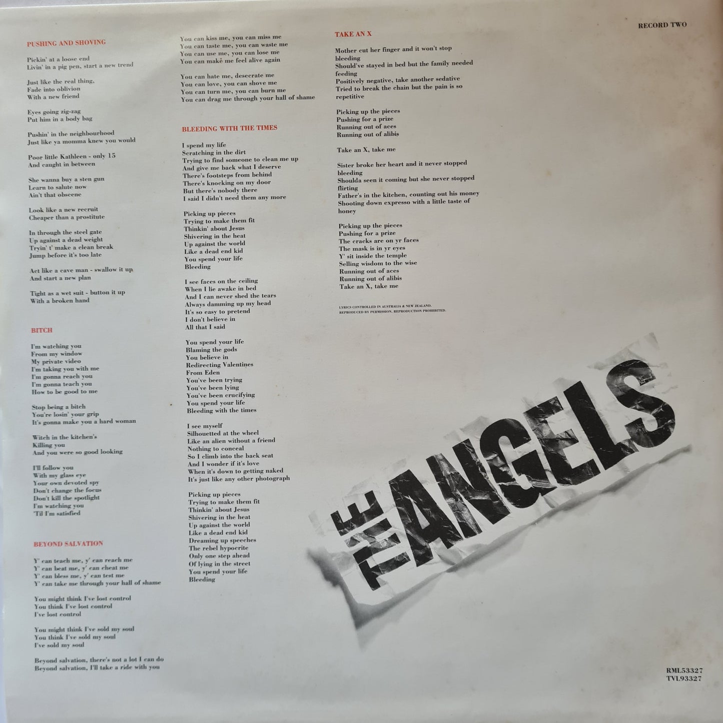 The Angels – Beyond Salvation - 1990 - Vinyl Record 2LP *RARE* - Sound Hound Records