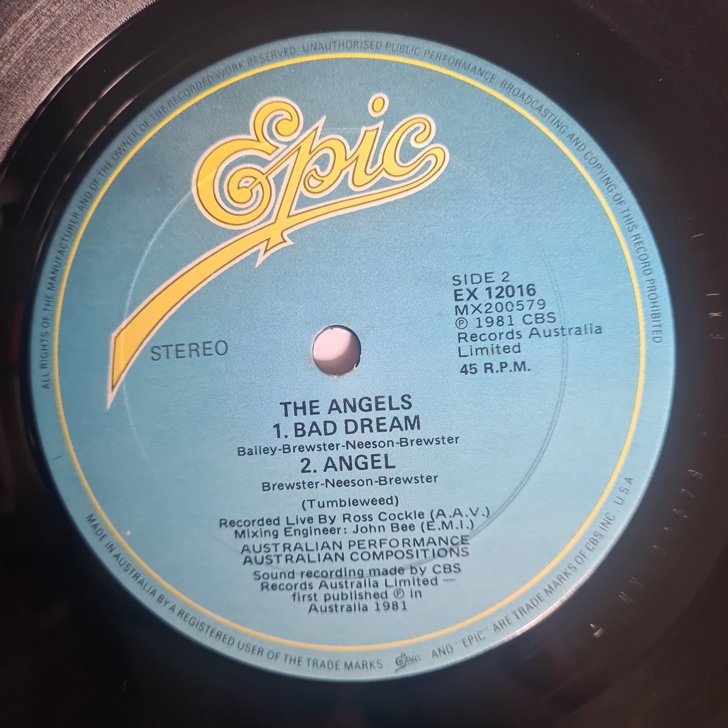 The Angels – Never So Live - 1981 - Vinyl Record LP - Sound Hound Records