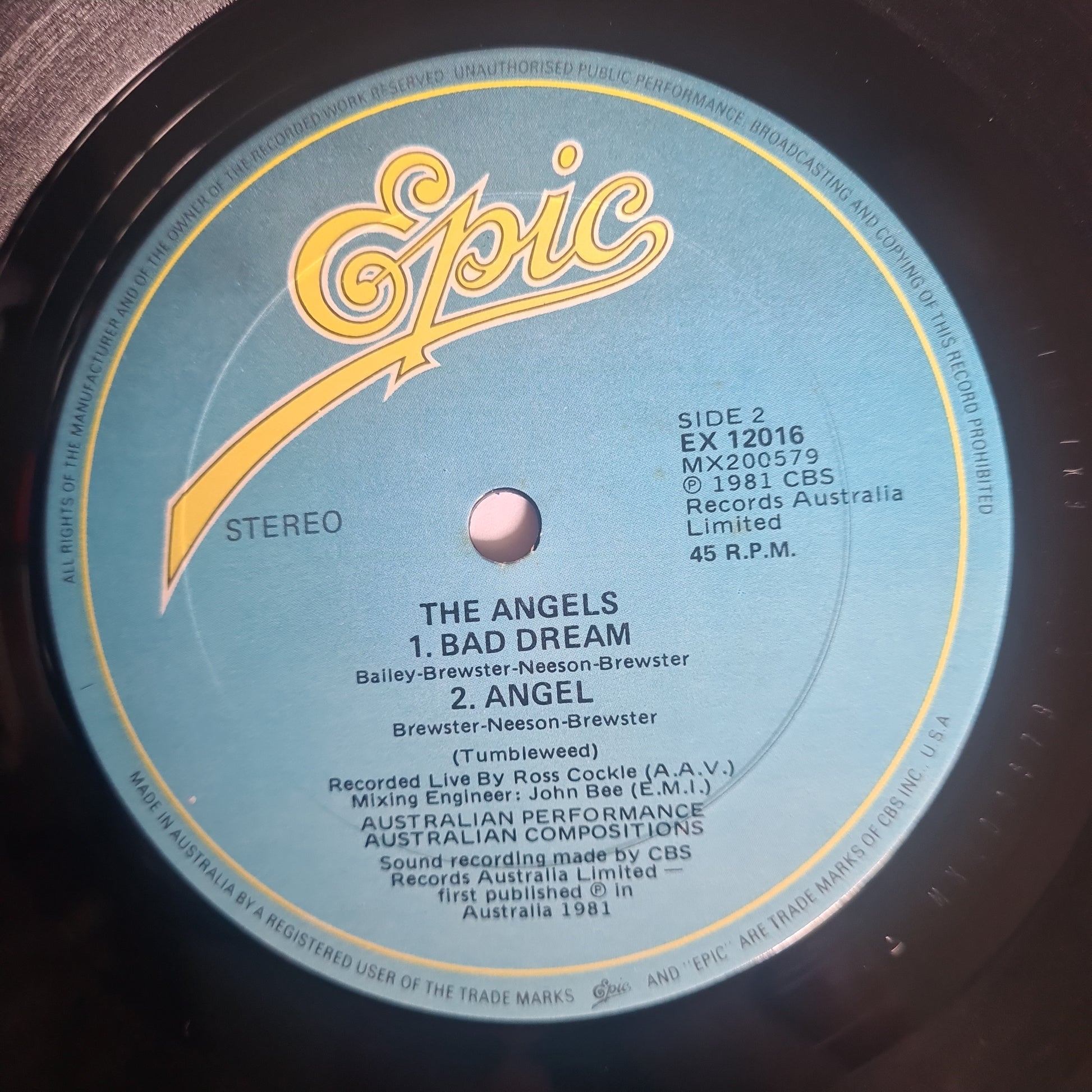 The Angels – Never So Live - 1981 - Vinyl Record LP - Sound Hound Records