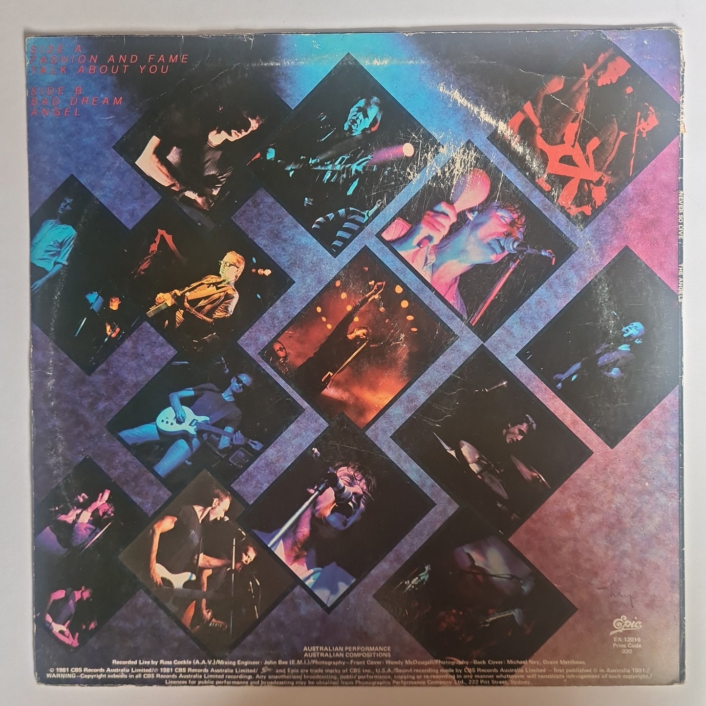 The Angels – Never So Live - 1981 - Vinyl Record LP - Sound Hound Records