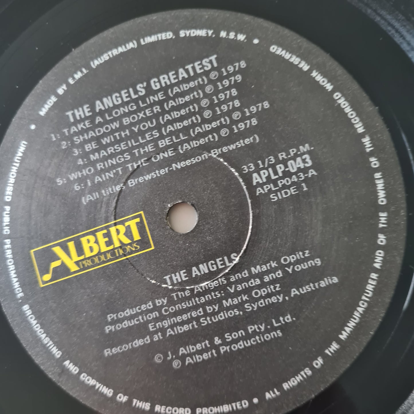 The Angels – The Angels Greatest - 1980 (1981 Black Label Pressing - Vinyl Record LP - Sound Hound Records
