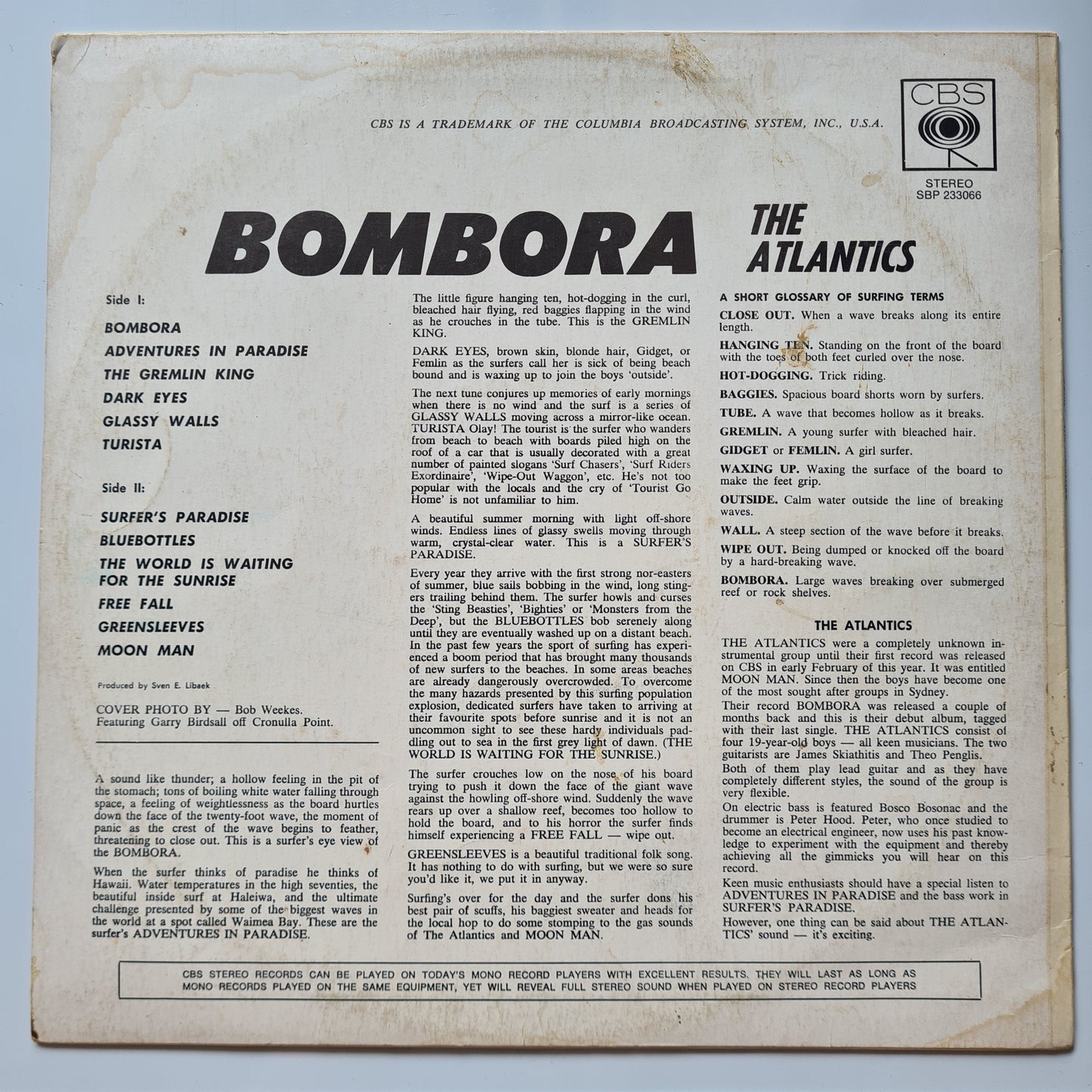 The Atlantics – Bombora - 1963 (stereo pressing) - Vinyl Record LP - Sound Hound Records