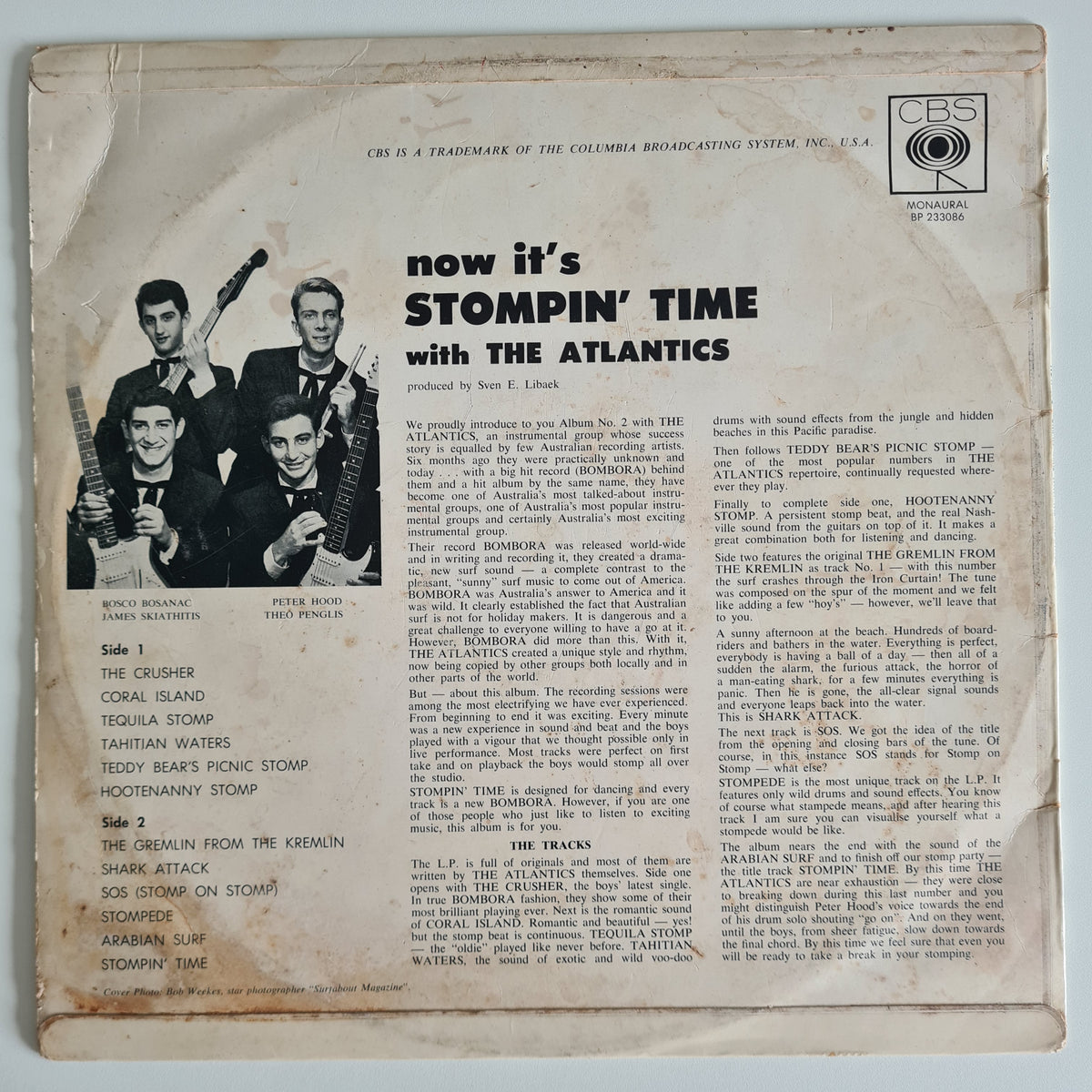 The Atlantics – Now It's Stompin' Time - 1963 (MONO 1st Pressing) - Vinyl Record LP - Sound Hound Records