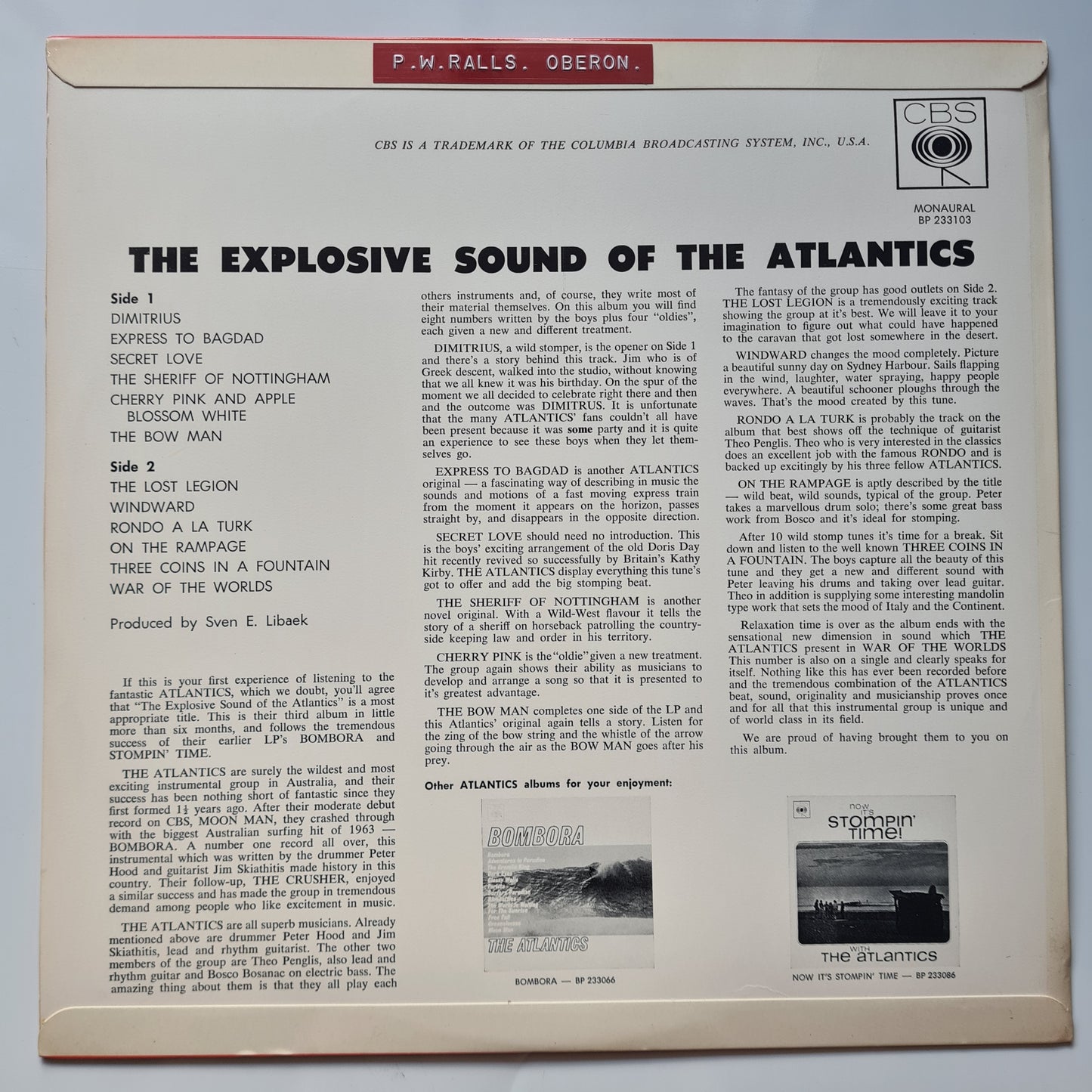 The Atlantics – The Explosive Sound Of The Atlantics - 1964 (1st MONO Pressing) - Vinyl Record LP - Sound Hound Records