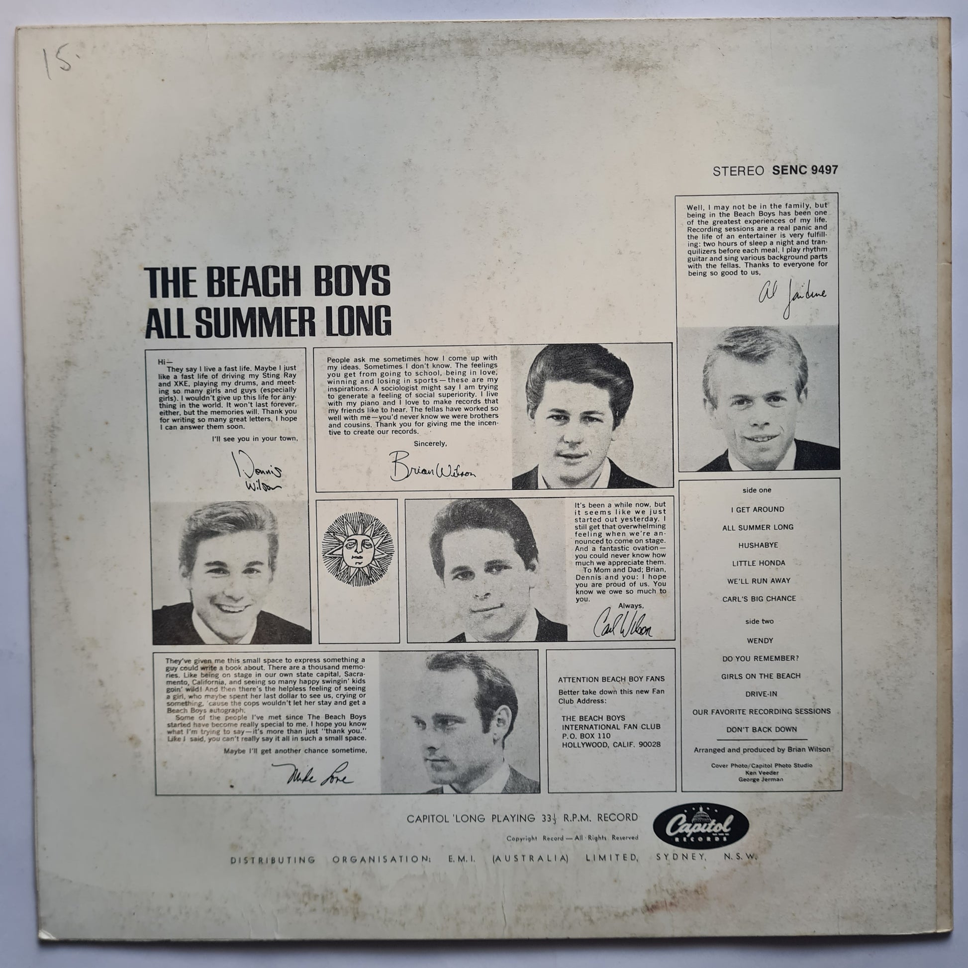 The Beach Boys – All Summer Long - 1964 (1969 Australian Pressing) - Vinyl Record LP - Sound Hound Records