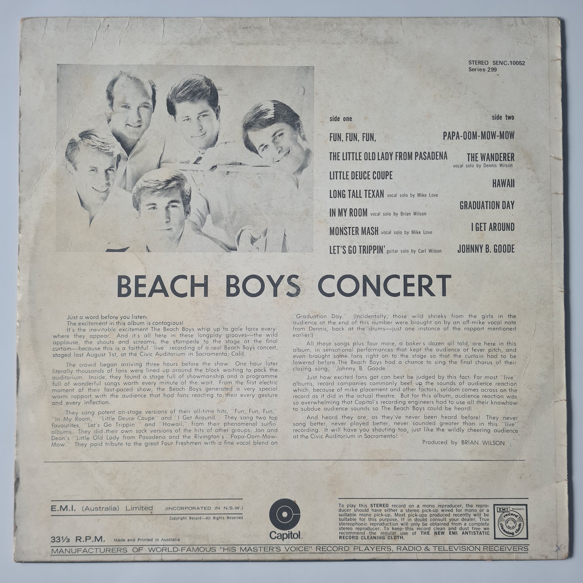 The Beach Boys – Concert - 1964 (1973 Australian Pressing) - Vinyl Record LP - Sound Hound Records