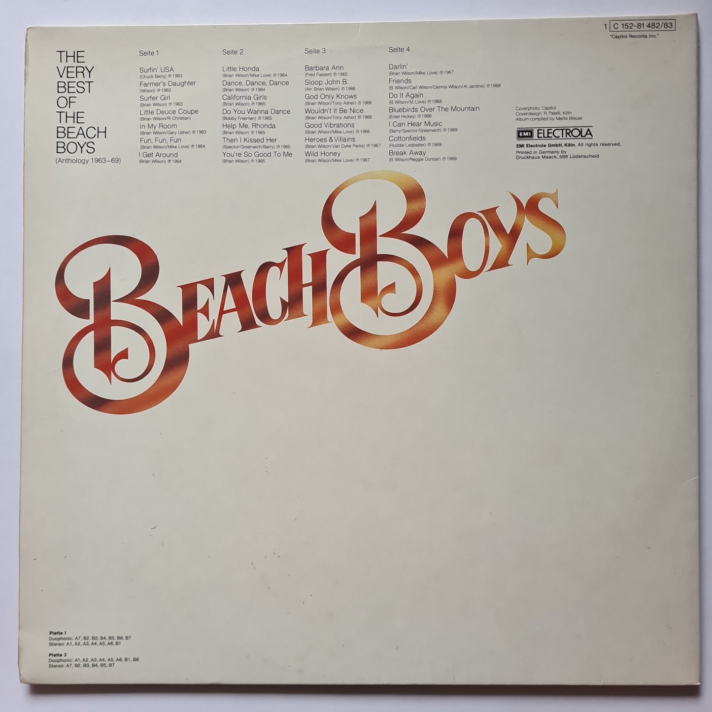 The Beach Boys – The Very Best Of The Beach Boys (Anthology 1963-69) -  (Gatefold) 1974 - Vinyl Record 2LP - Sound Hound Records
