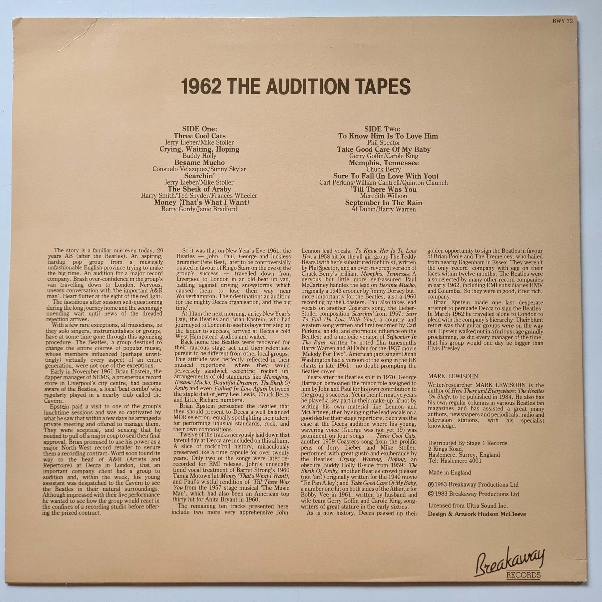 The Beatles –  1962 The Audition Tapes - 1983 (UK Pressing) - Vinyl Record LP (near mint) - Sound Hound Records