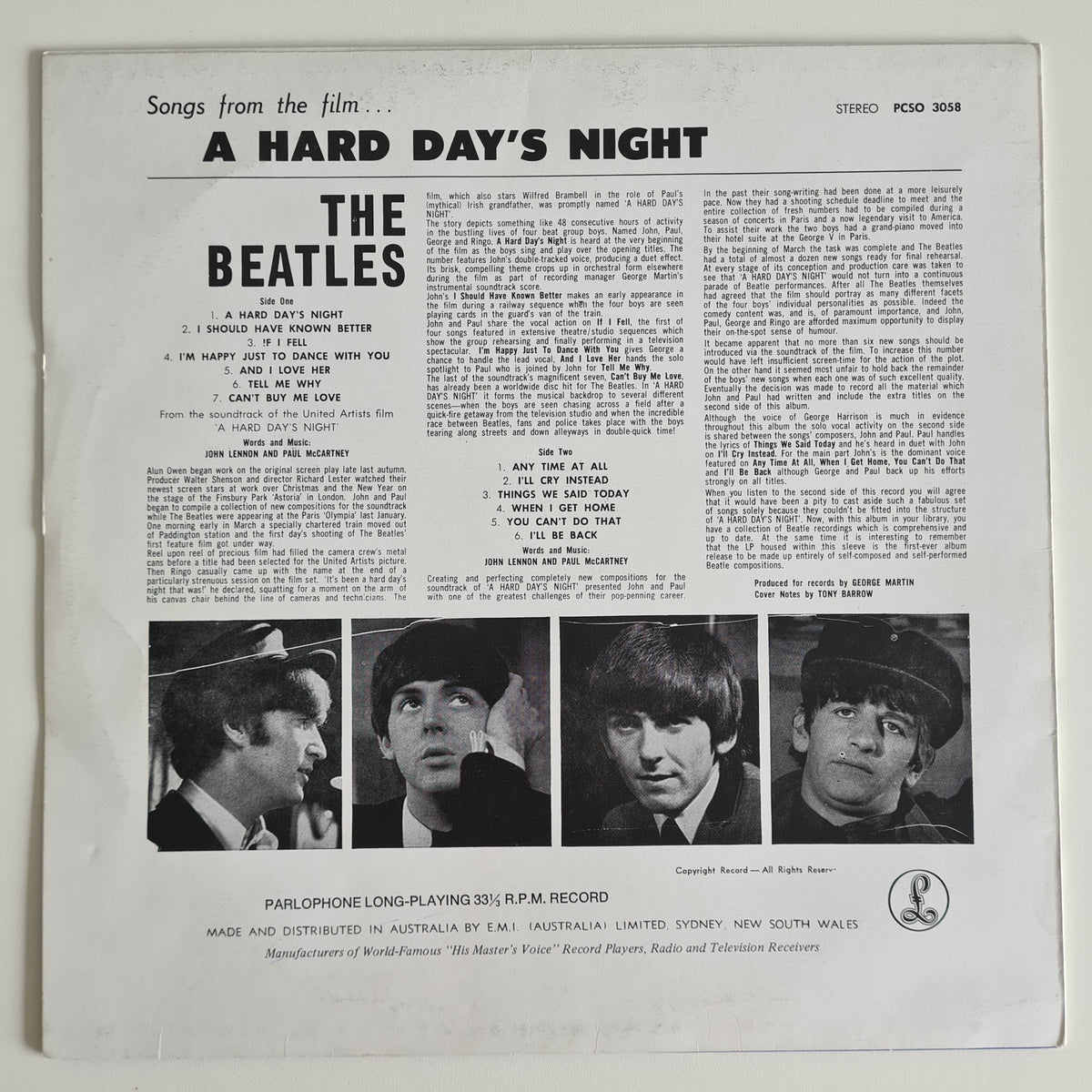 The Beatles – A Hard Days Night - 1964 (1978 Australian Pressing) - Vinyl Record LP - Sound Hound Records