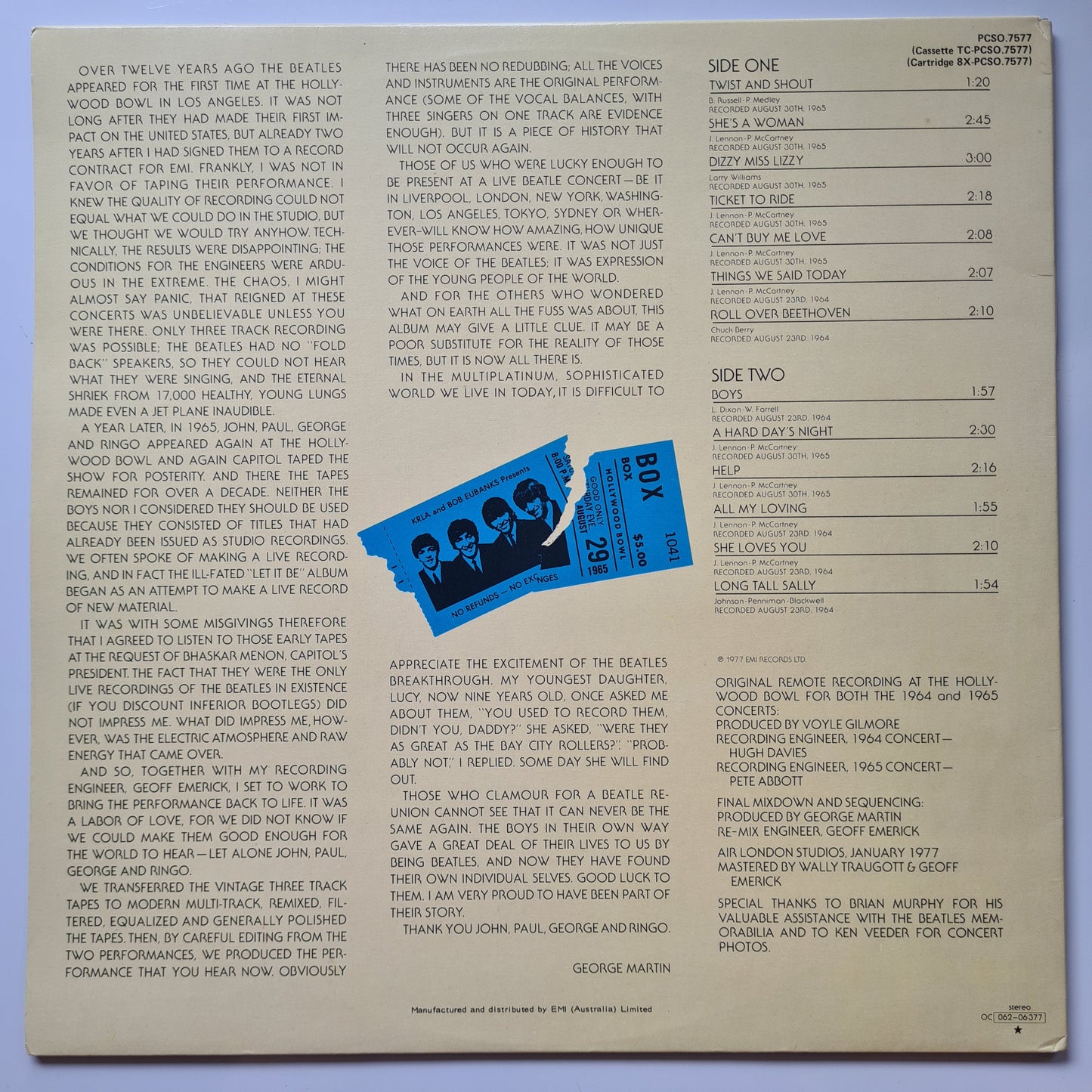 The Beatles –  The Beatles At The Hollywood Bowl - 1977 - Vinyl Record LP (near mint) - Sound Hound Records
