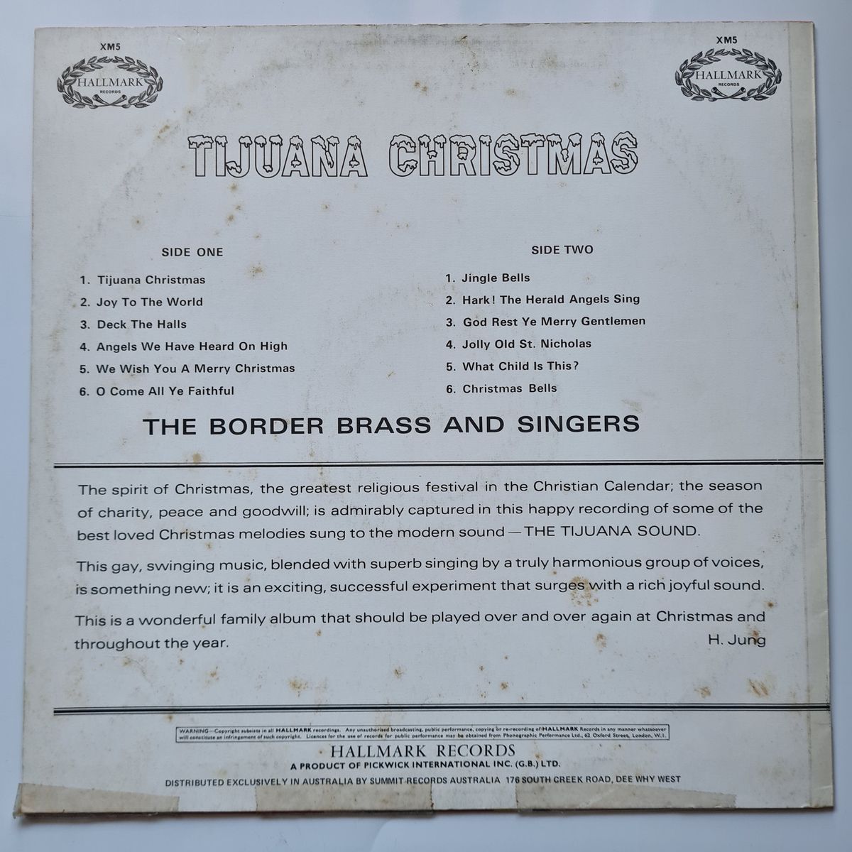 The Border Brass And Singers – Tijuana Christmas - 1967 (1968 Australian Pressing) - Vinyl Record LP