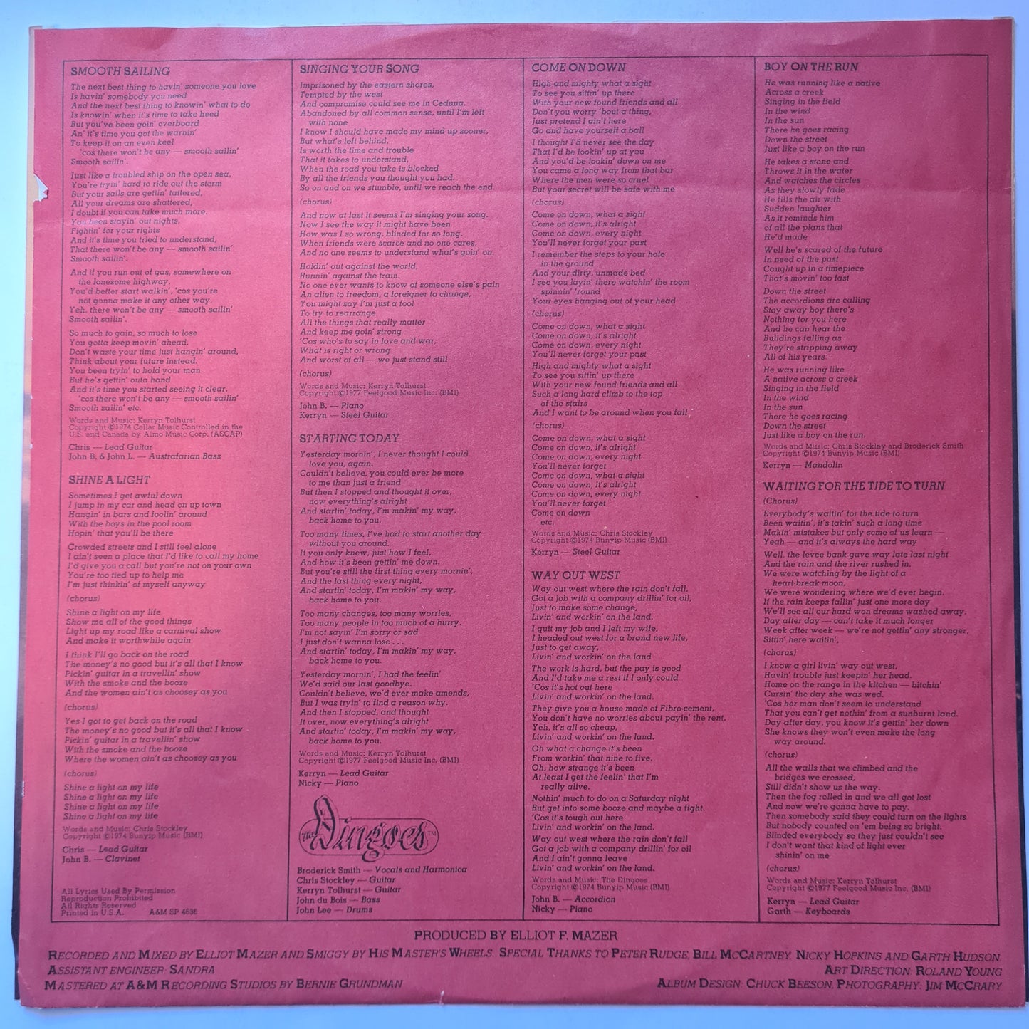 The Dingoes – Five Times The Sun - 1977 - Vinyl Record LP - Sound Hound Records