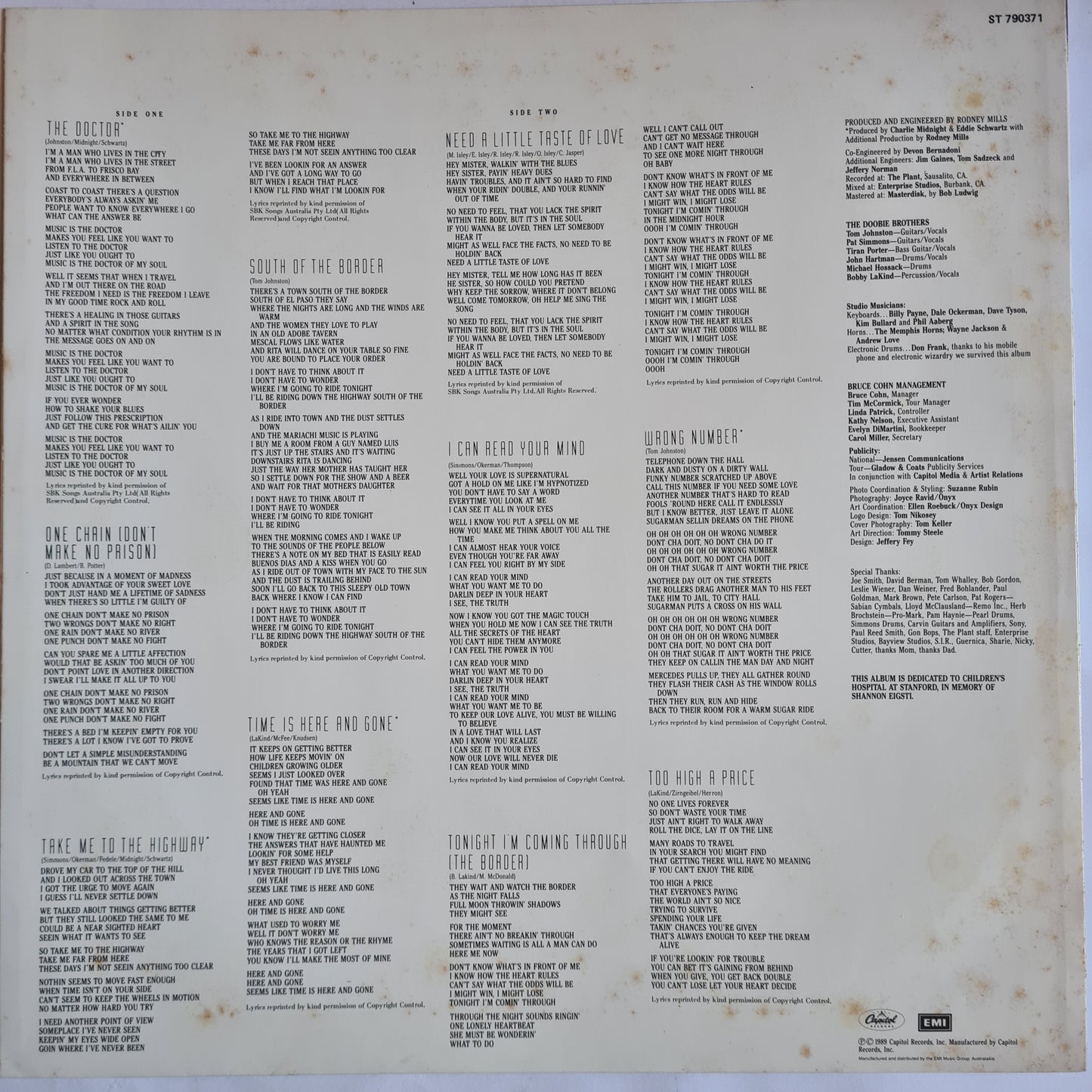 The Doobie Brothers – Cycles - 1989 - Vinyl Record LP - Sound Hound Records