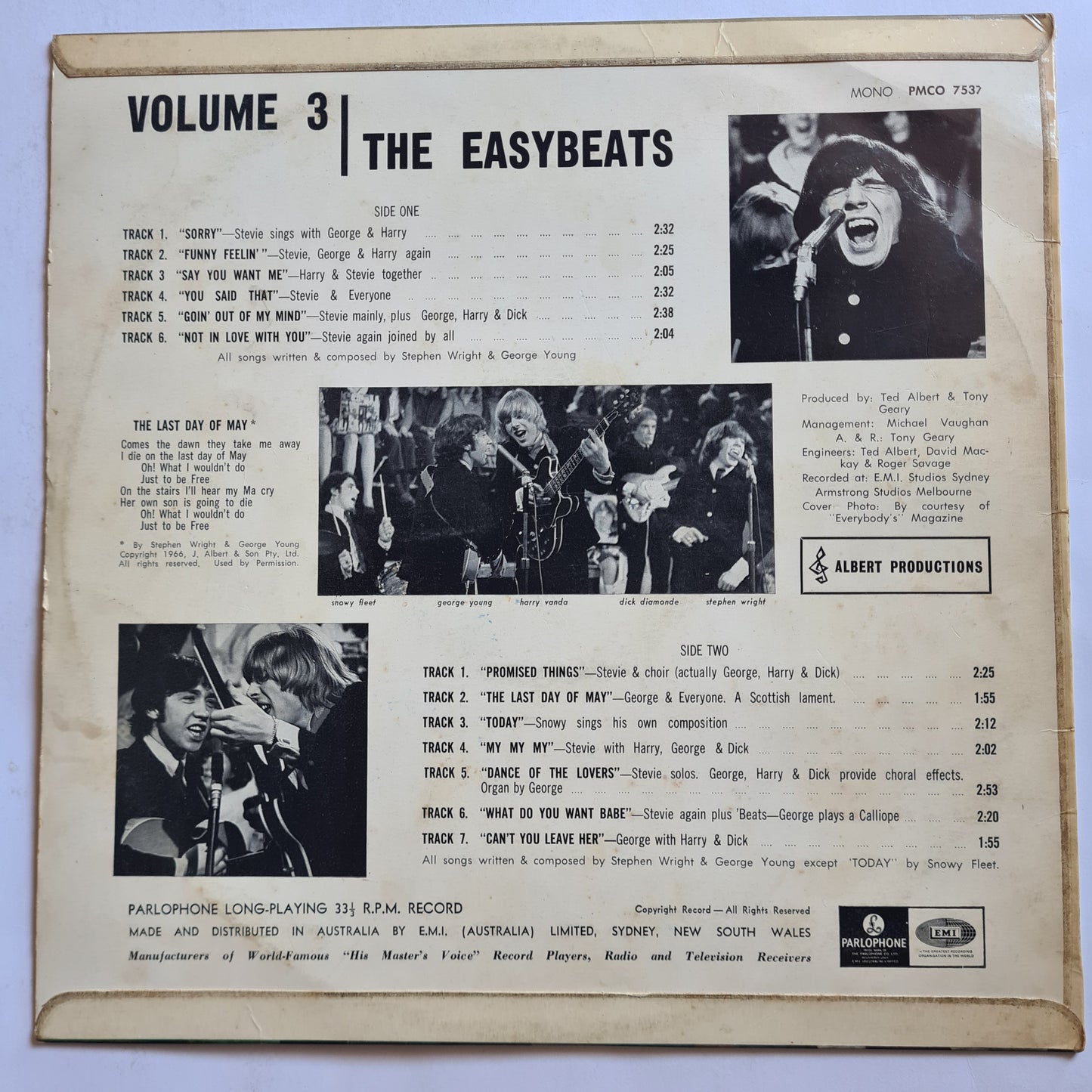 The Easybeats – Volume 3 - 1966 (First MONO Australian Pressing)- Vinyl Record LP - RARE - Sound Hound Records