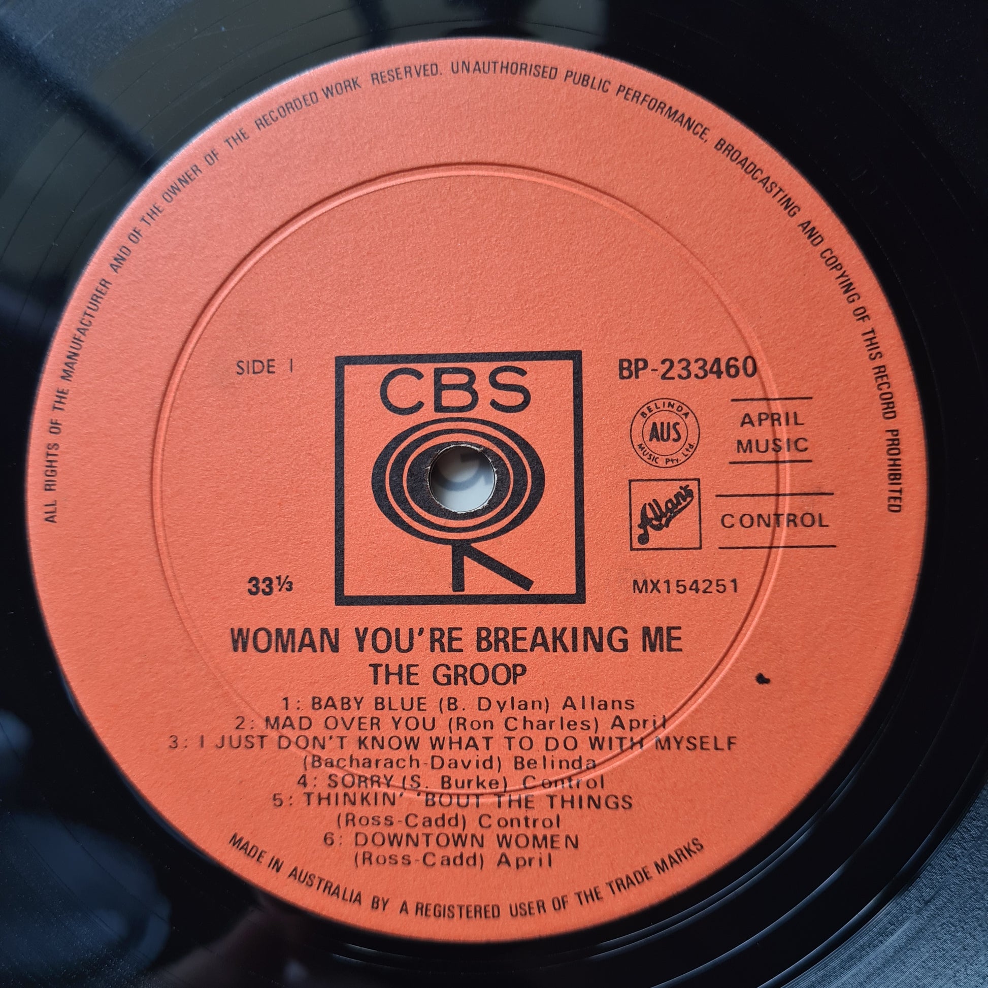The Groop – Woman You're Breaking Me - 1967 (MONO Pressing) - Vinyl Record LP - Sound Hound Records