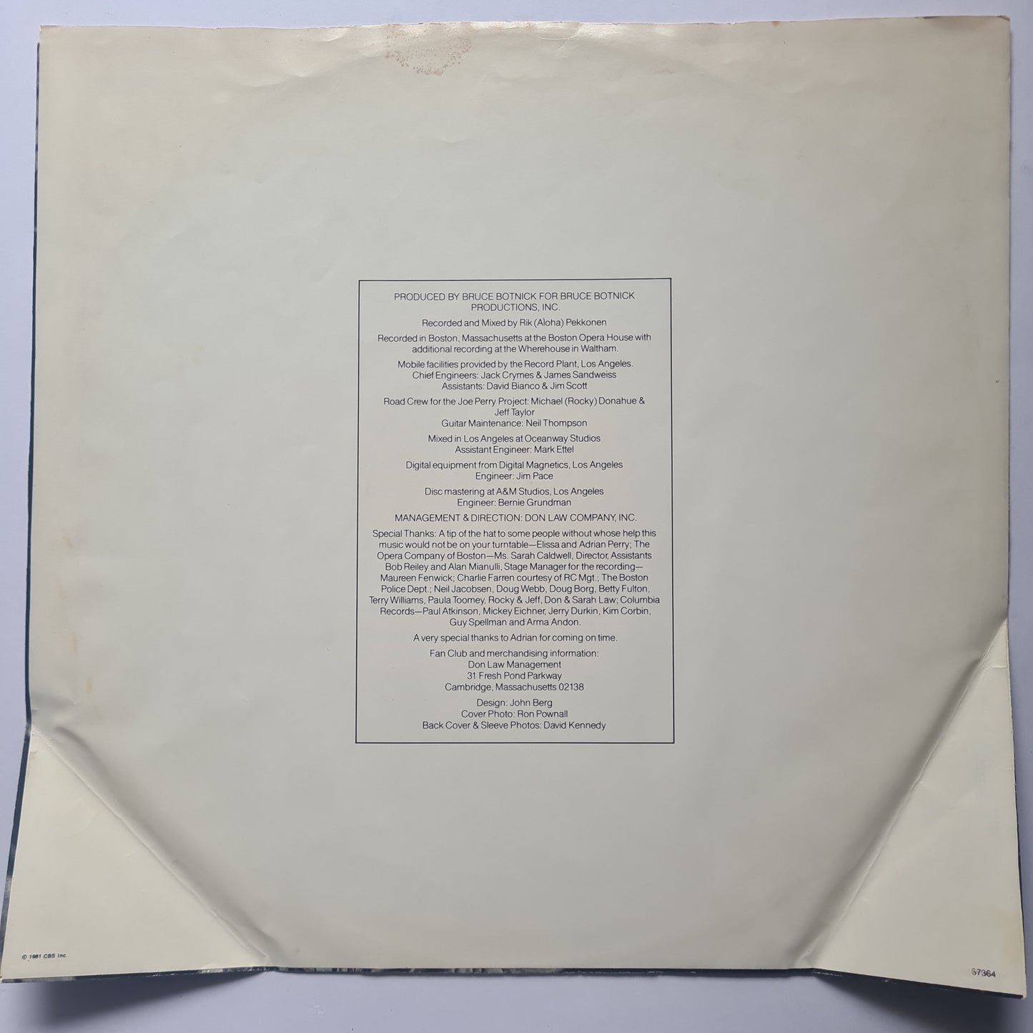 The Joe Perry Project (Aerosmith) – I've Got The Rock 'N' Rolls Again - 1981 - Vinyl Record LP - Sound Hound Records