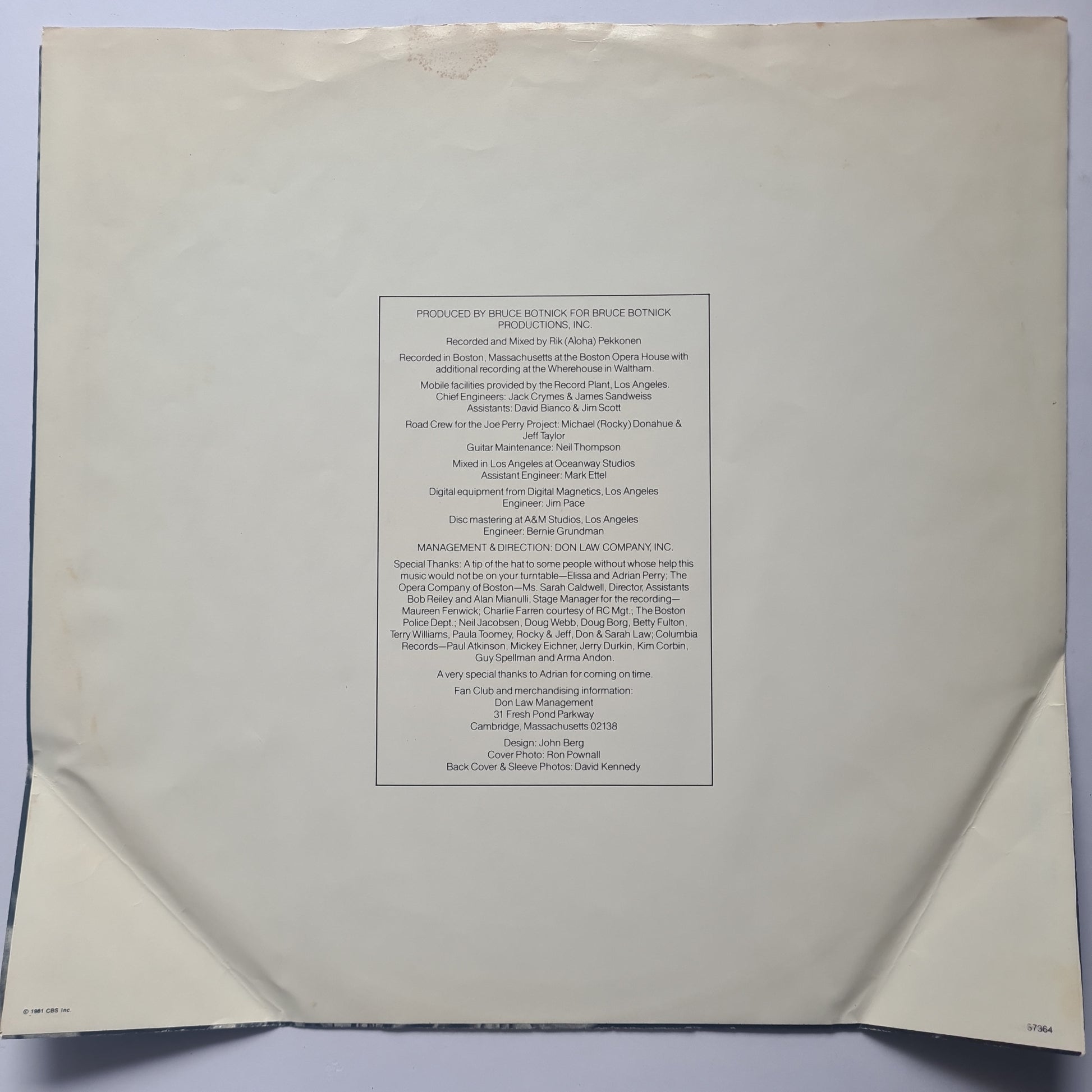 The Joe Perry Project (Aerosmith) – I've Got The Rock 'N' Rolls Again - 1981 - Vinyl Record LP - Sound Hound Records