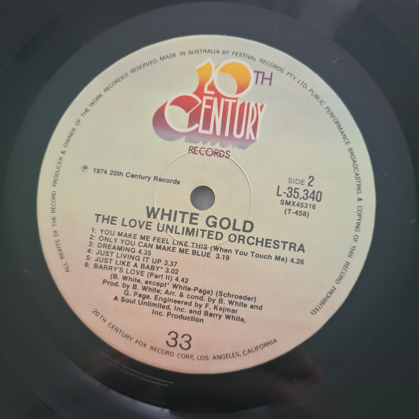The Love Unlimited Orchestra (Barry White) – White Gold - 1974 - Vinyl Record LP - Sound Hound Records